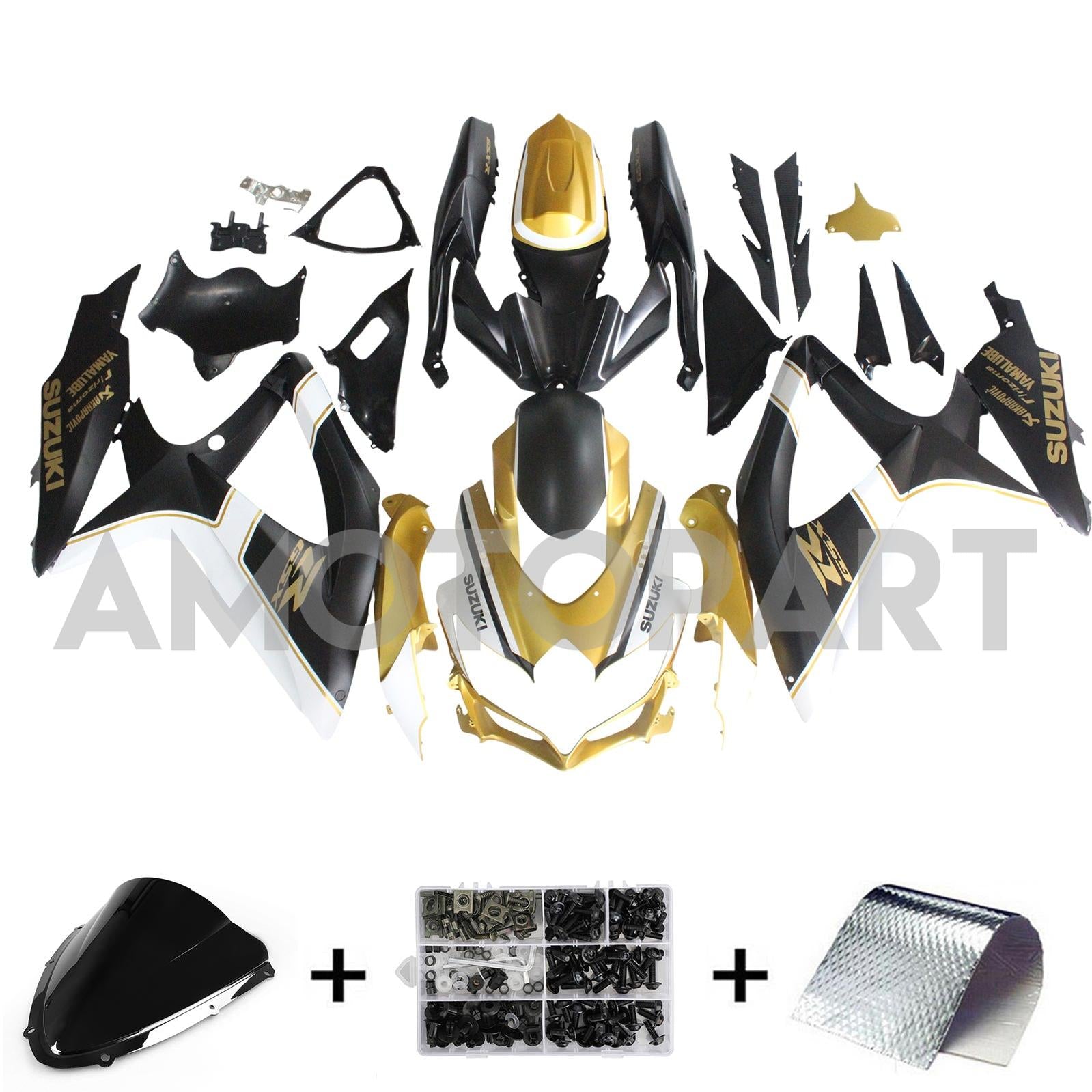 Amotopart 2008-2010 Suzuki GSXR600/750 Fairing Black&Gold Kit