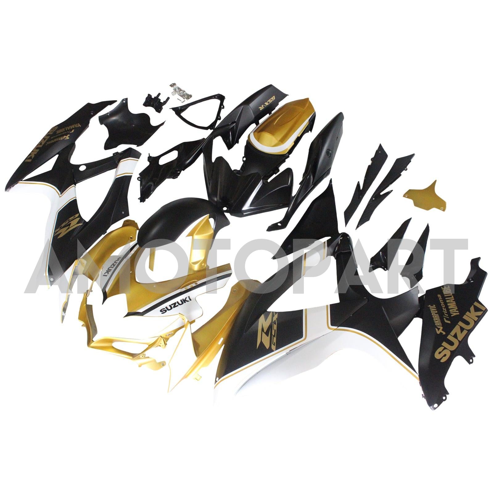 Amotopart 2008-2010 Suzuki GSXR600/750 Fairing Black & Gold Kit
