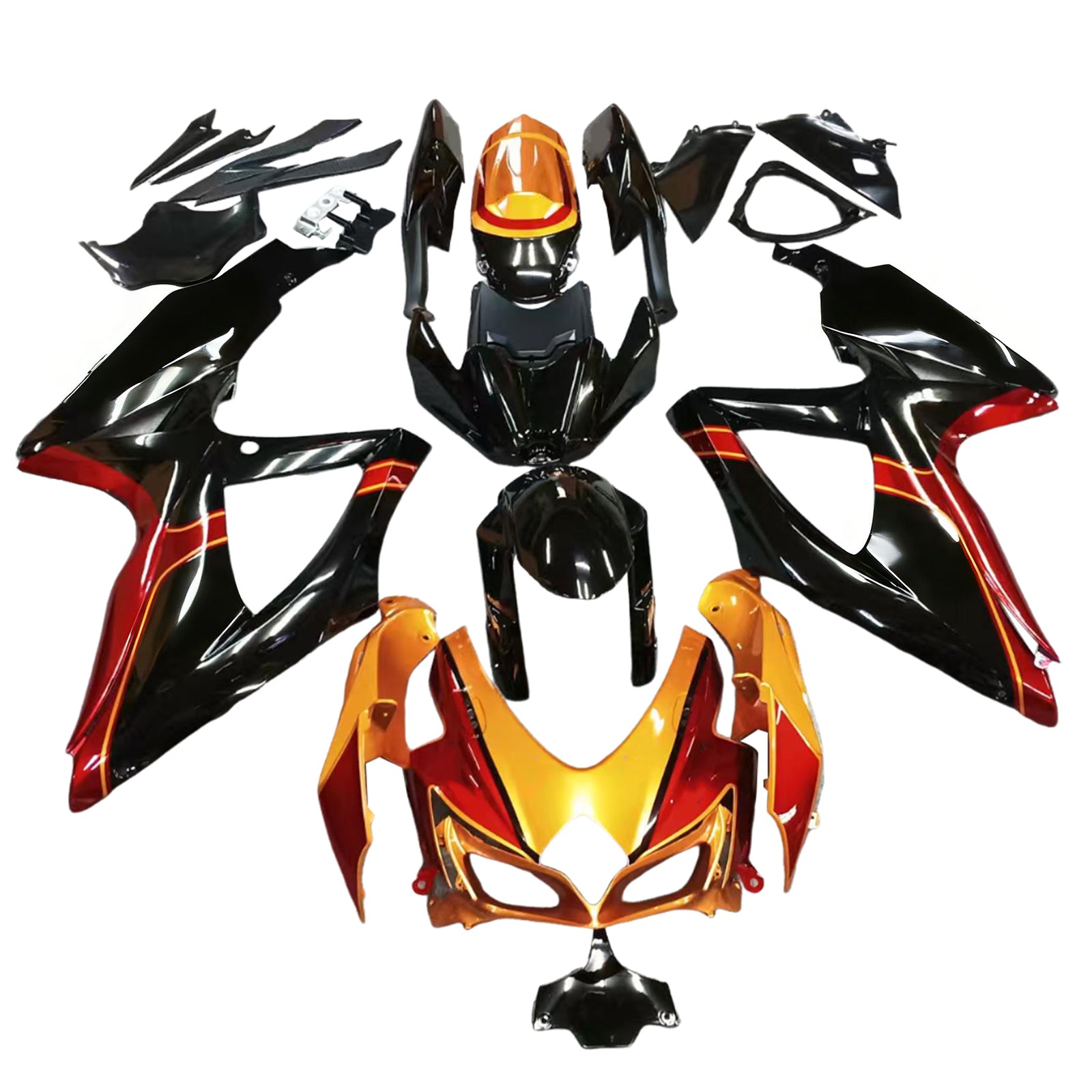 Amotopart 2008-2010 Suzuki GSXR600/750 Fairing Gold & Red Kit