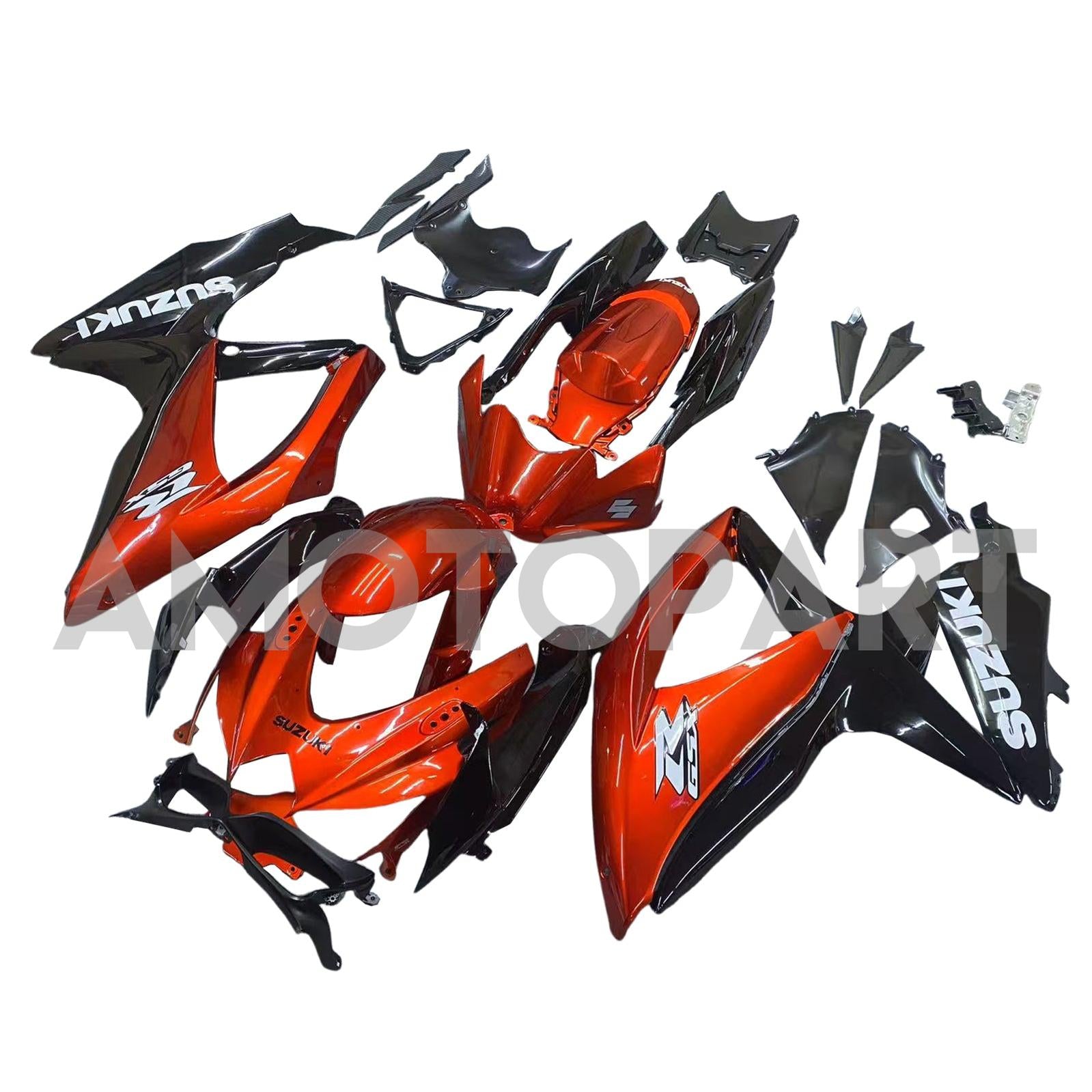 Amotopart 2008-2010 Suzuki GSXR600/750 carenatura arancione scuro e nero