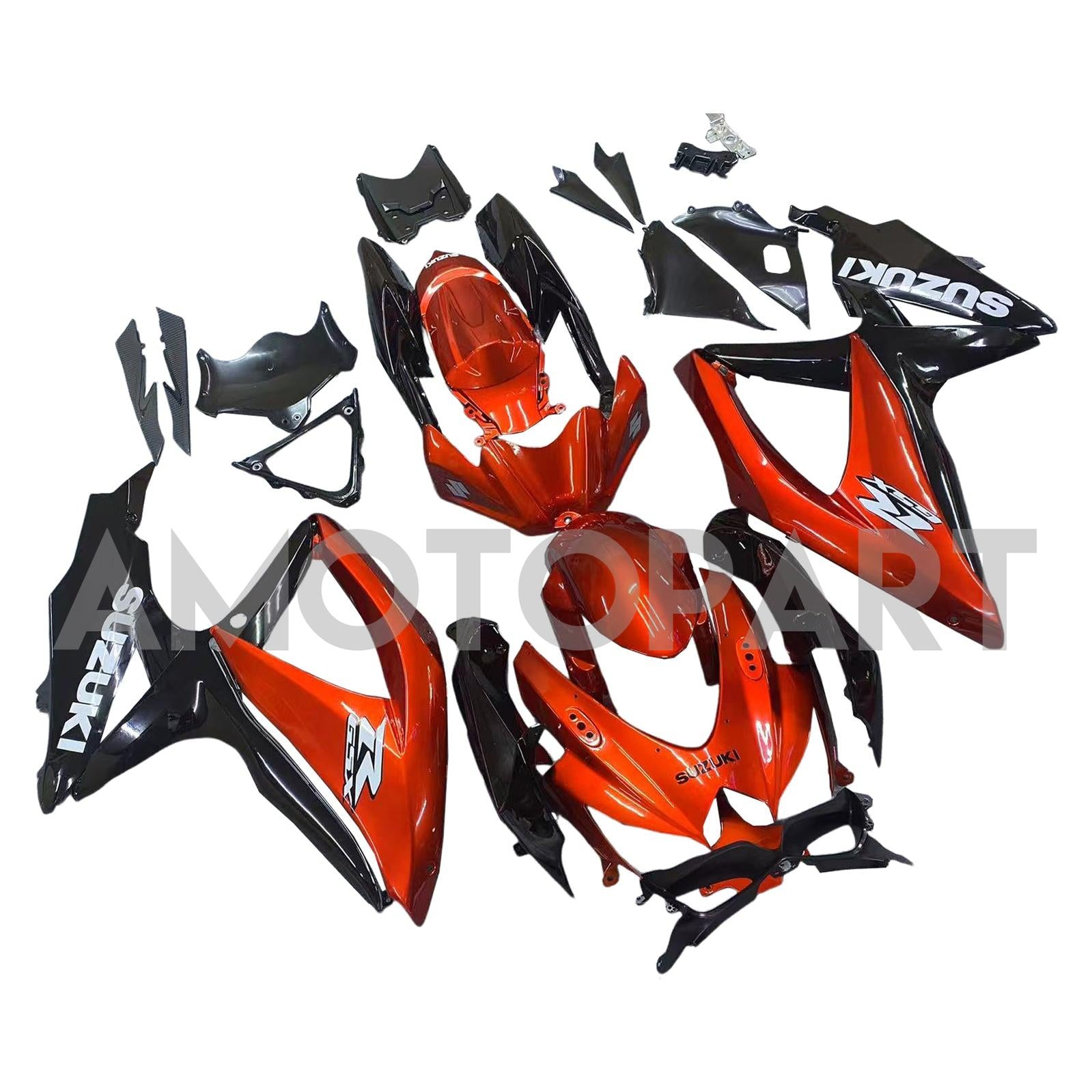 Amotopart 2008-2010 Suzuki GSXR600/750 carenatura arancione scuro e nero