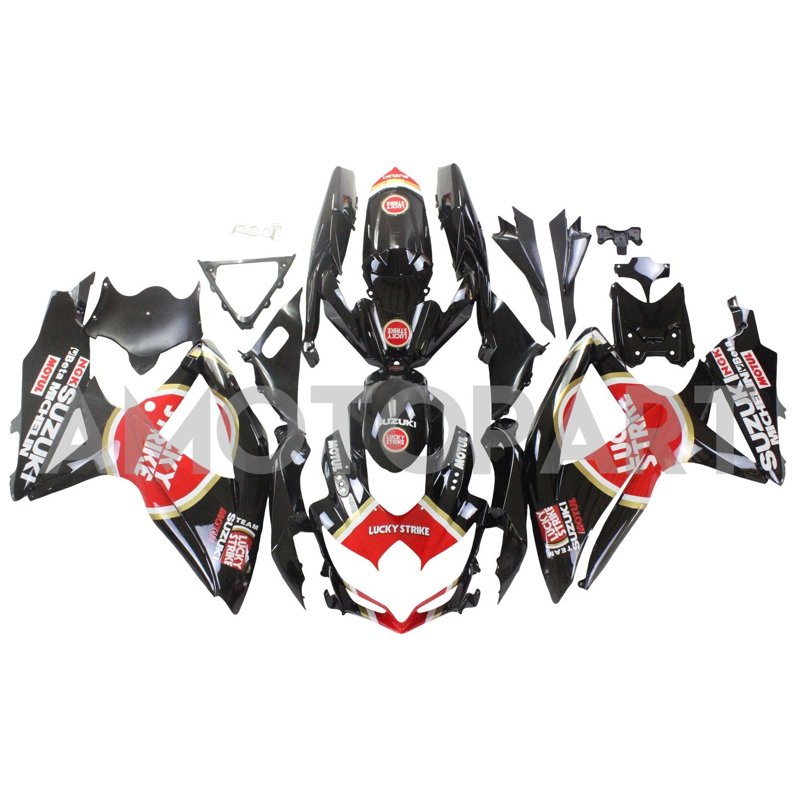 Amotopart 2008-2010 Suzuki GSXR600/750 Fairing Lucky Strike Red&Black Kit