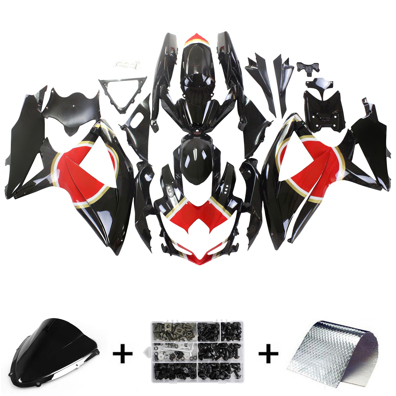 Amotopart 2008-2010 Suzuki GSXR600/750 FAIRING LUSTIET STRIKE RED & BLACK KIT