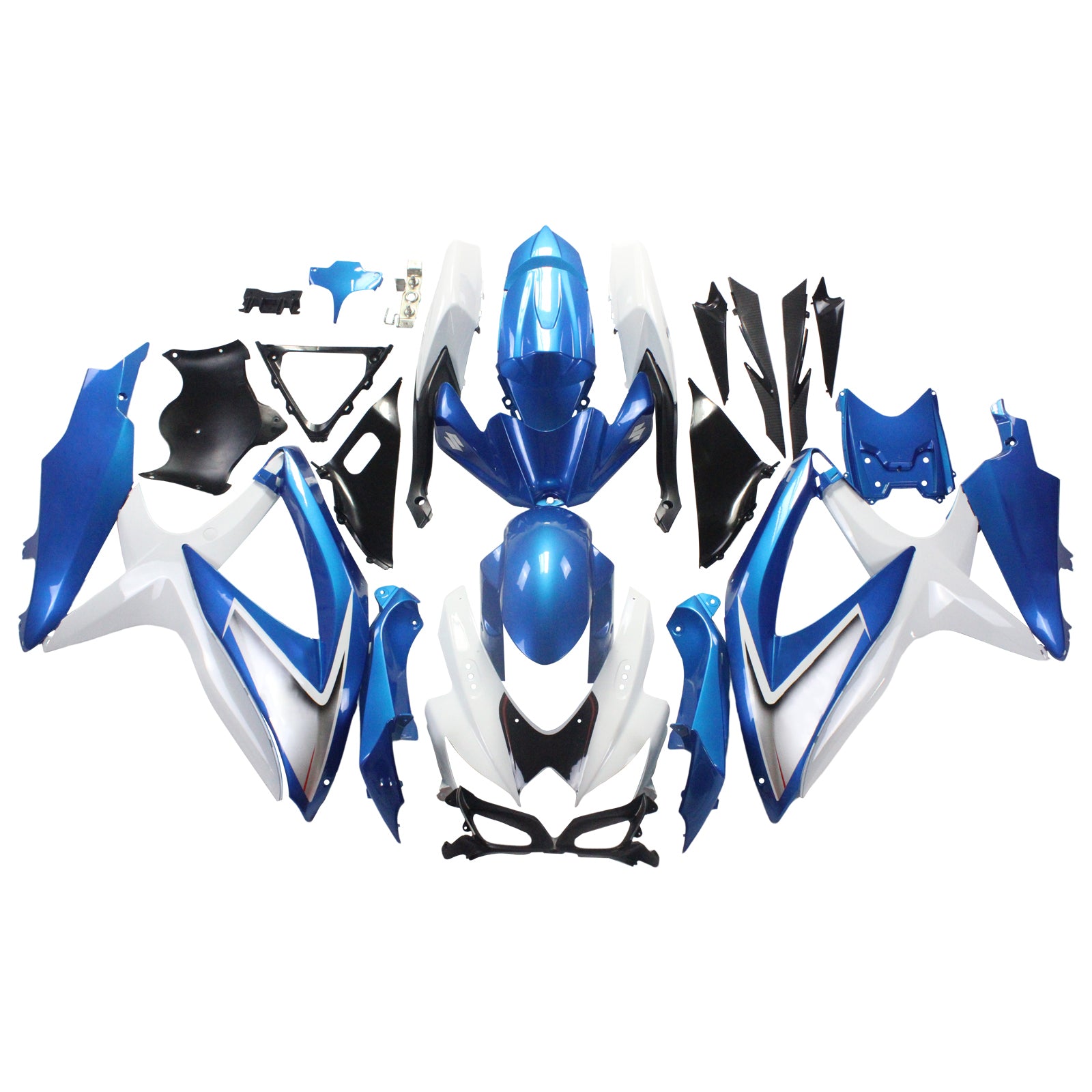 Amotopart 2008-2010 Suzuki GSXR600/750 Fairing White&Blue style2 Kit