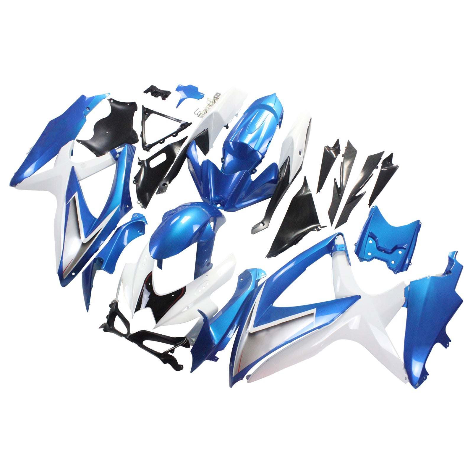 Amotopart 2008-2010 Suzuki GSXR600/750 Fairing White&Blue style2 Kit