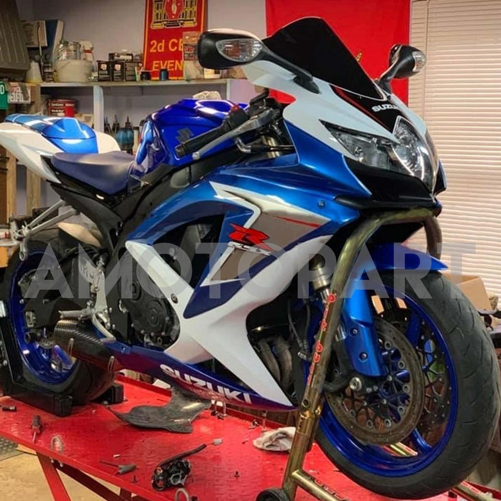 Amotopart 2008-2010 Suzuki GSXR600/750 Fairing White&Blue style2 Kit