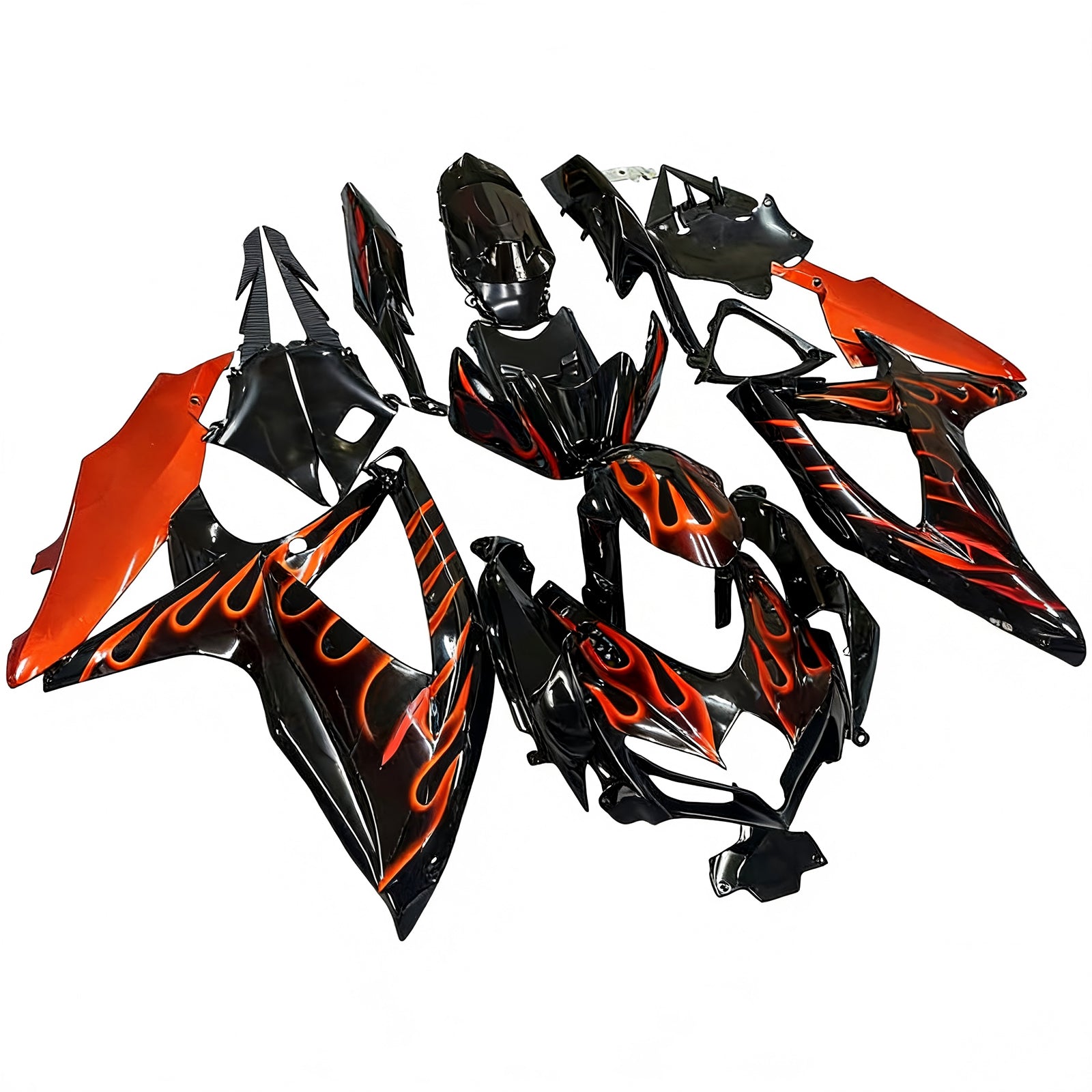 Amotopart 2008-2010 Suzuki GSXR600/750 Fairing Black&Orange Fire Kit