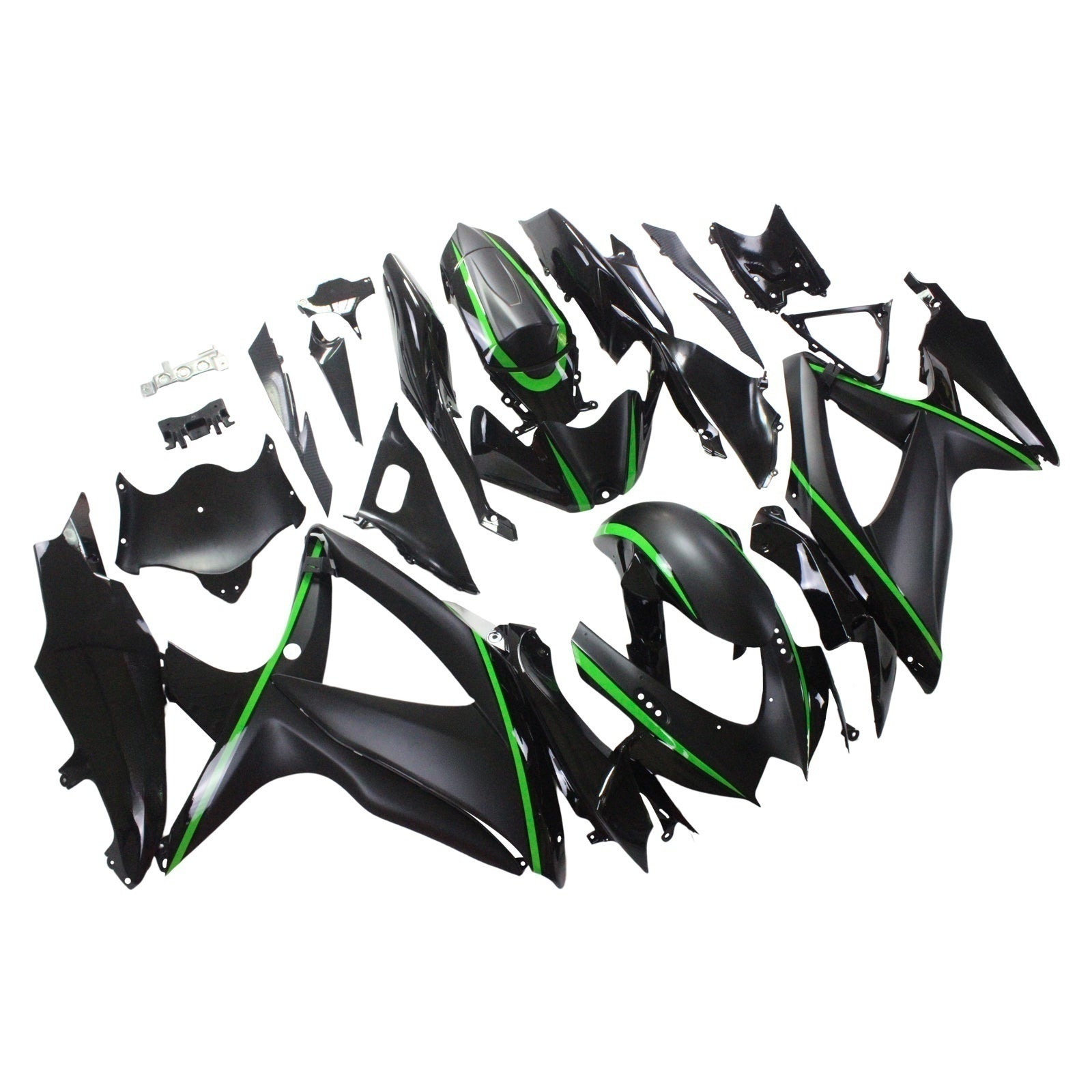 Amotopart 2008-2010 Suzuki GSXR600/750 Fairing Matte Black & Green Kit
