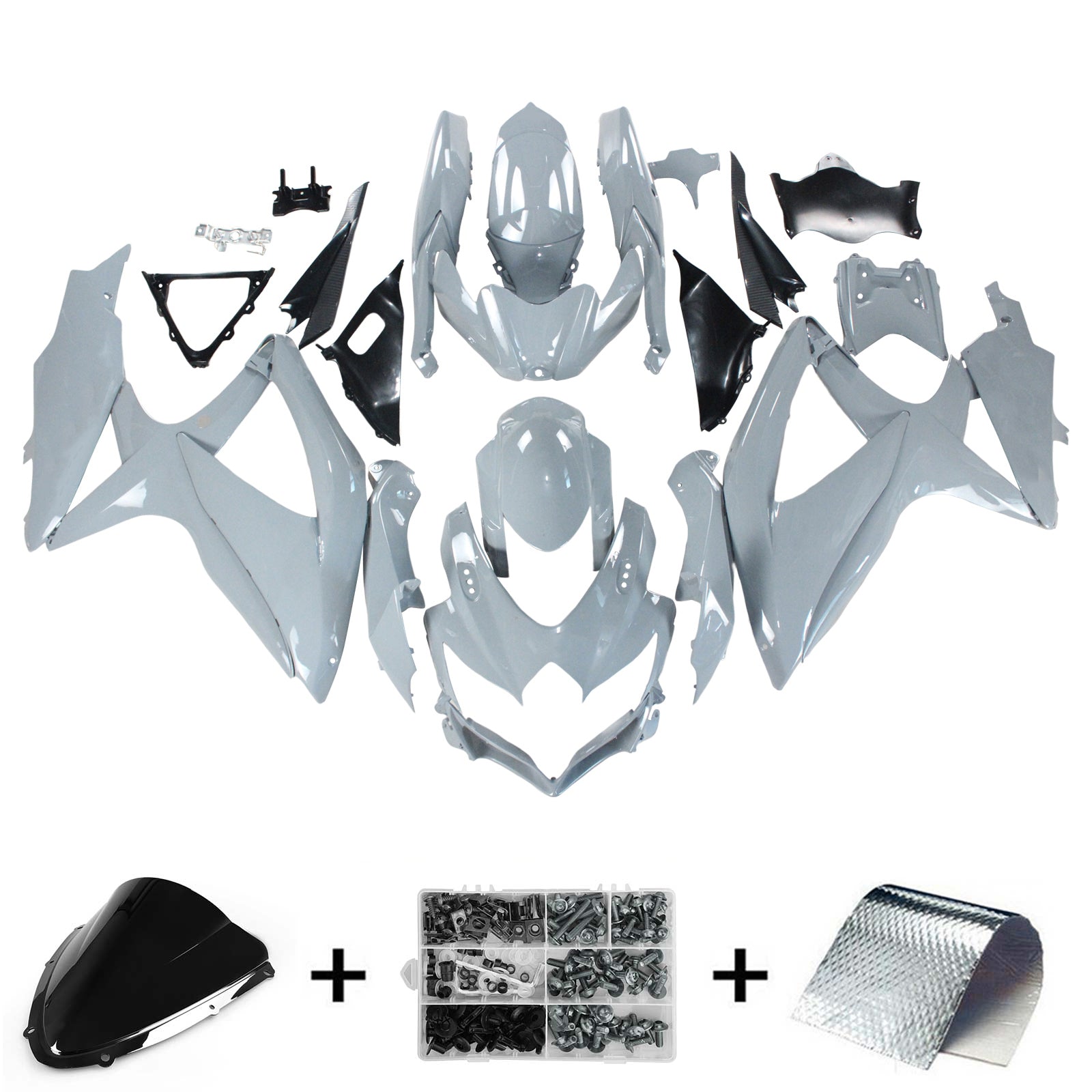 Amotopart 2008-2010 Suzuki GSXR600/750 Fairing Gloss Grey Kit