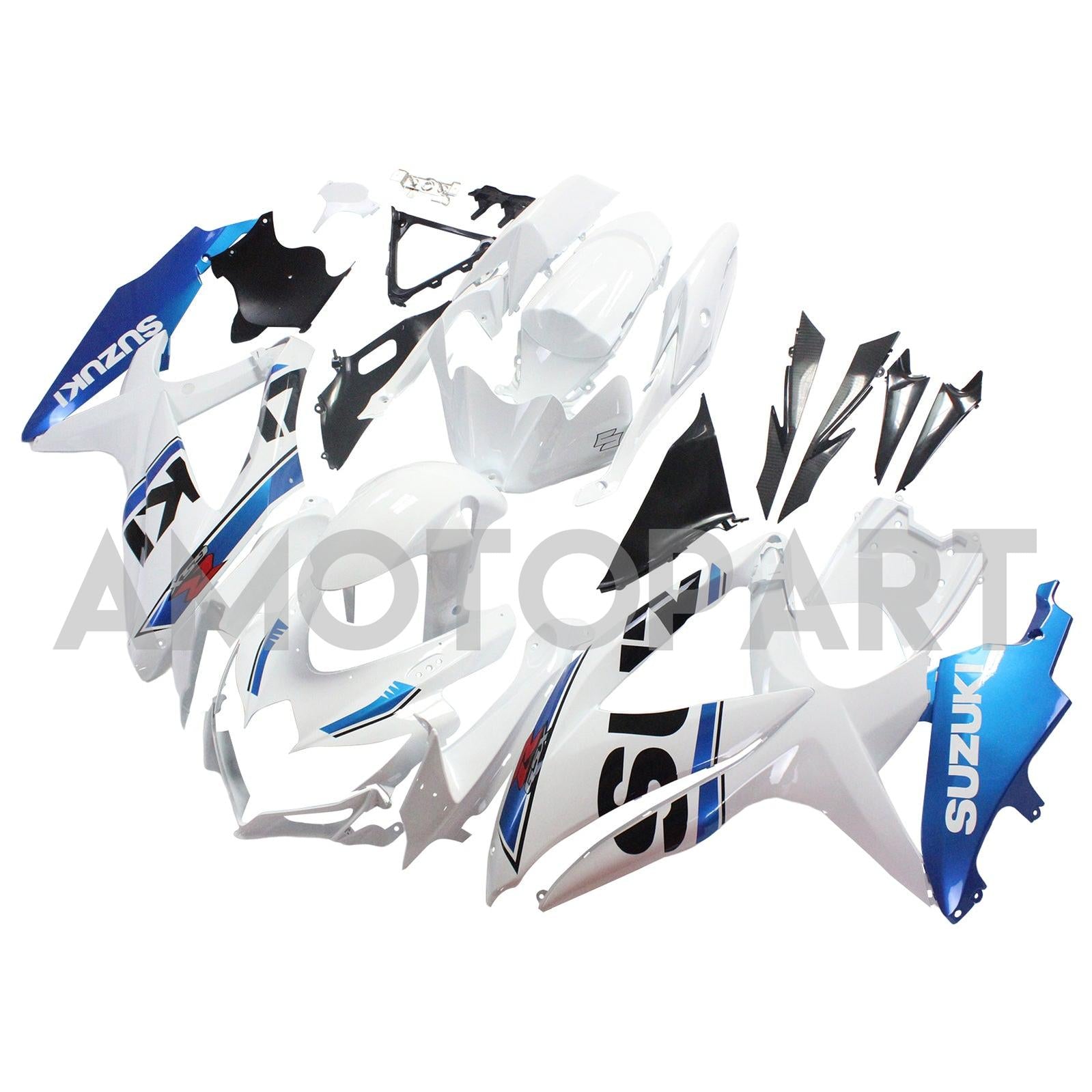 Amotopart 2008-2010 Suzuki GSXR600/750 Fairing White & Blue Kit