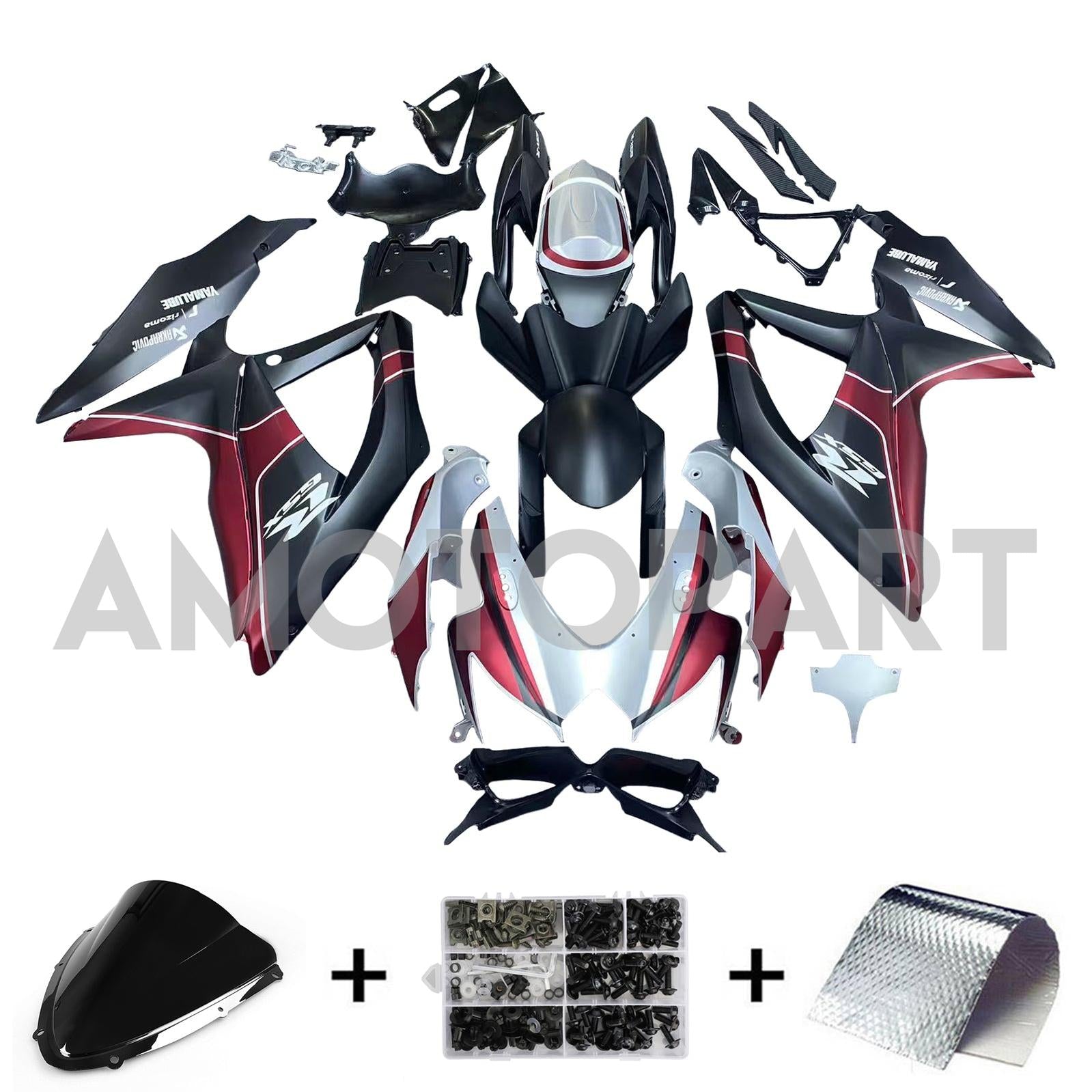 AMOTOPT 2008-2010 Suzuki GSXR 600/750 K8 kit de carenagem de vermelho e preto fosco
