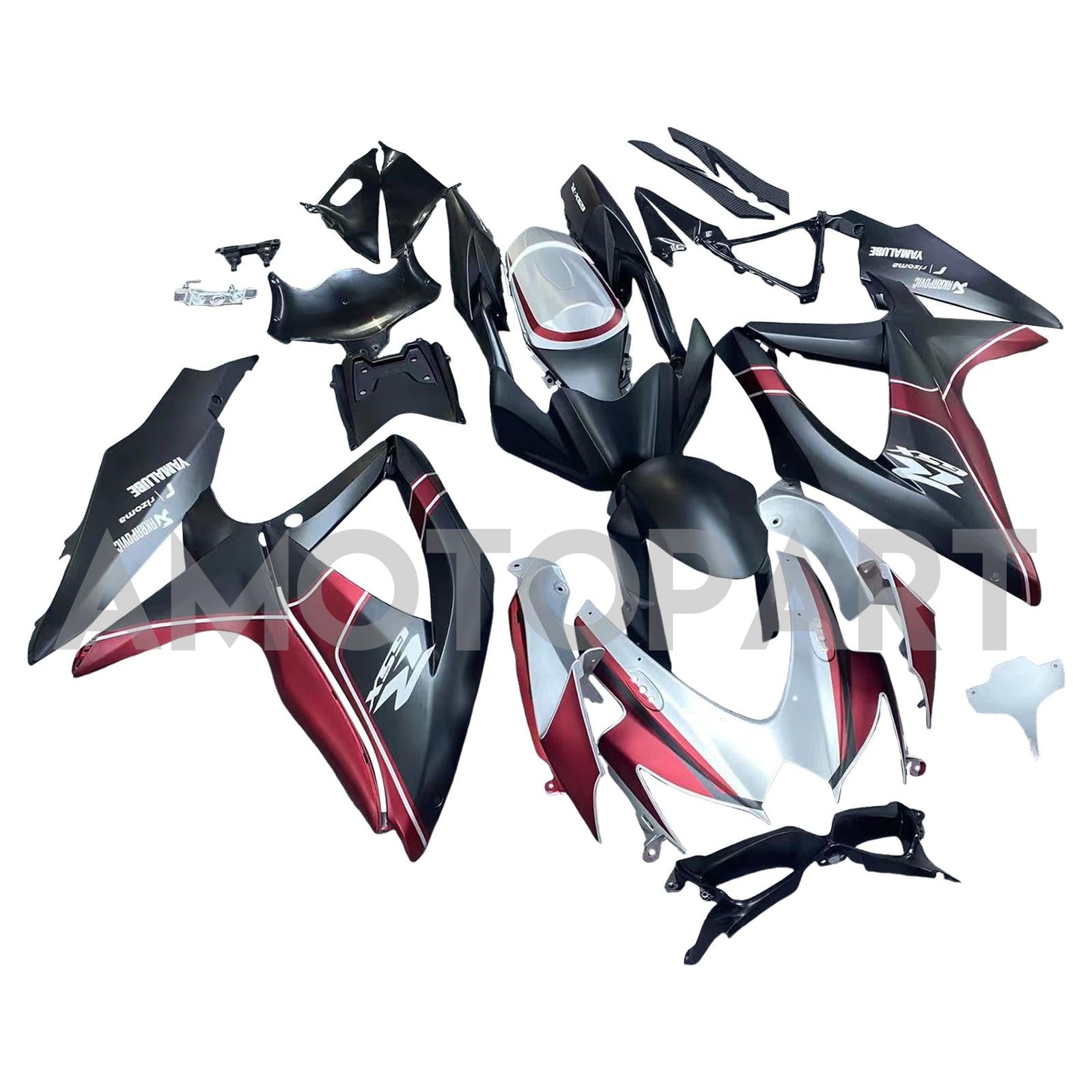 Amotopart 2008–2010 Suzuki GSXR 600/750 K8, mattrot&Schwarzes Verkleidungskit