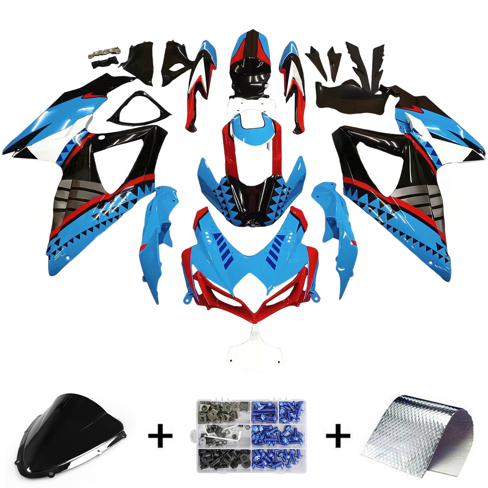 Amotopart 2008-2010 Suzuki GSXR 600/750 K8 Blue&Red Fairing Kit