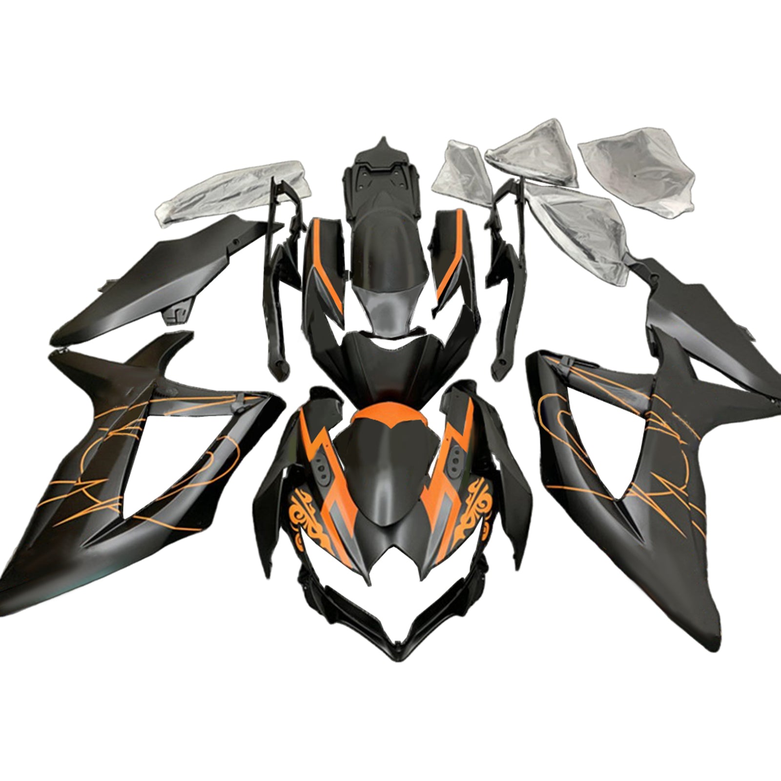 Amotopart 2008-2010 Suzuki GSXR 600/750 K8 Matte Black & Orange Fairing Kit