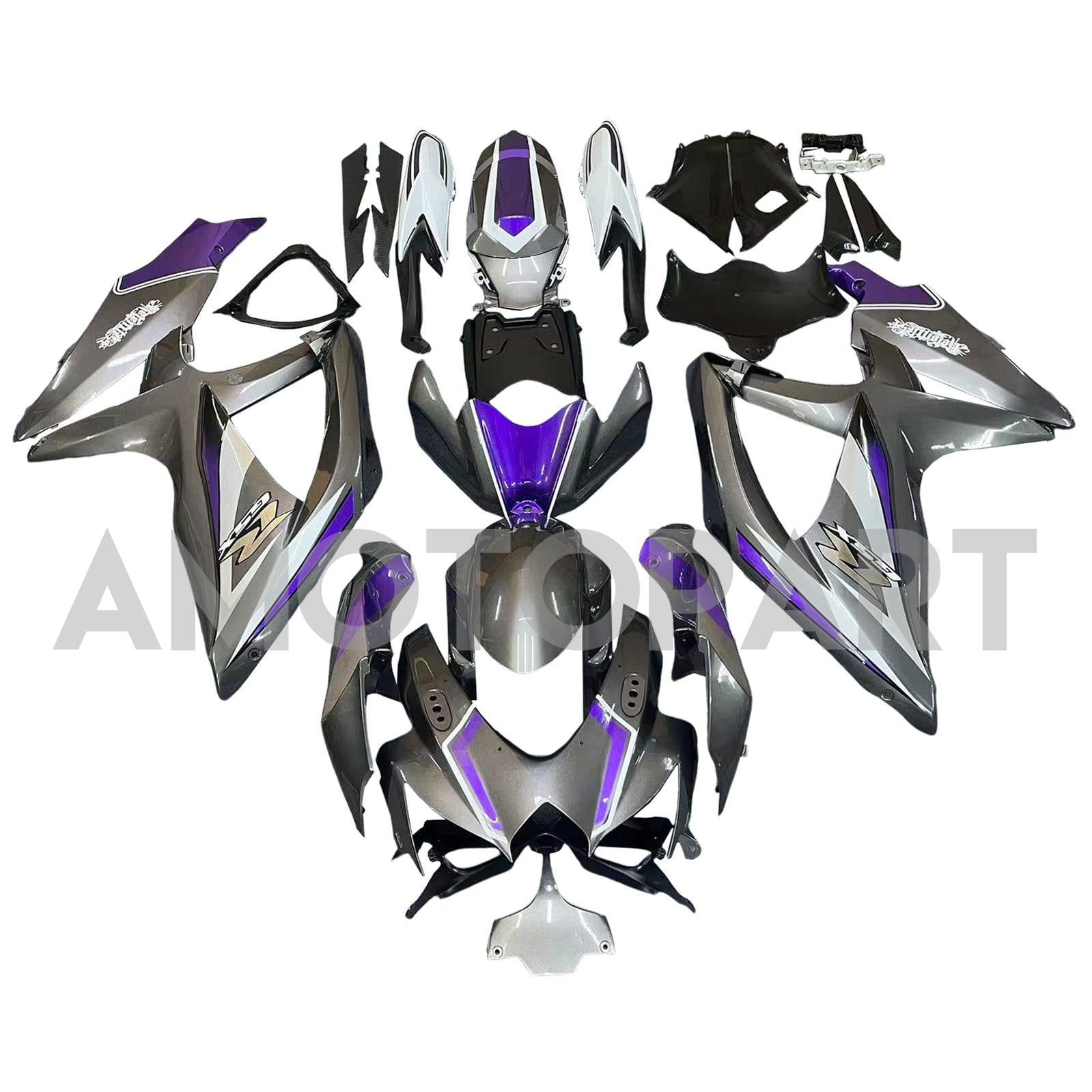 Amotopart 2008-2010 Suzuki GSXR 600/750 K8 Gray & Purple Fairing Kit