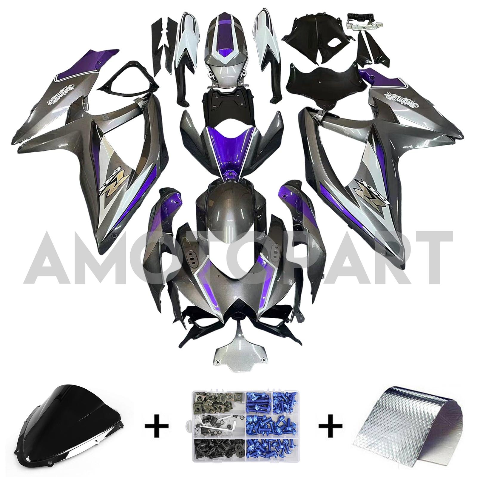 Amotopart 2008-2010 Suzuki GSXR 600/750 K8 Grey&Purple Fairing Kit