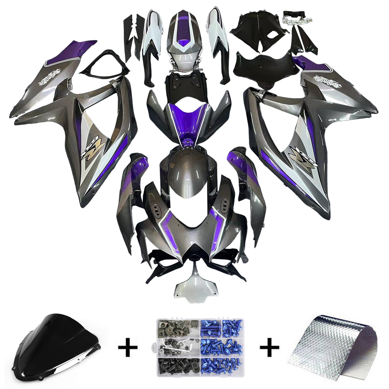 Amotopart 2008-2010 Suzuki GSXR 600/750 K8 Gray & Purple Fairing Kit