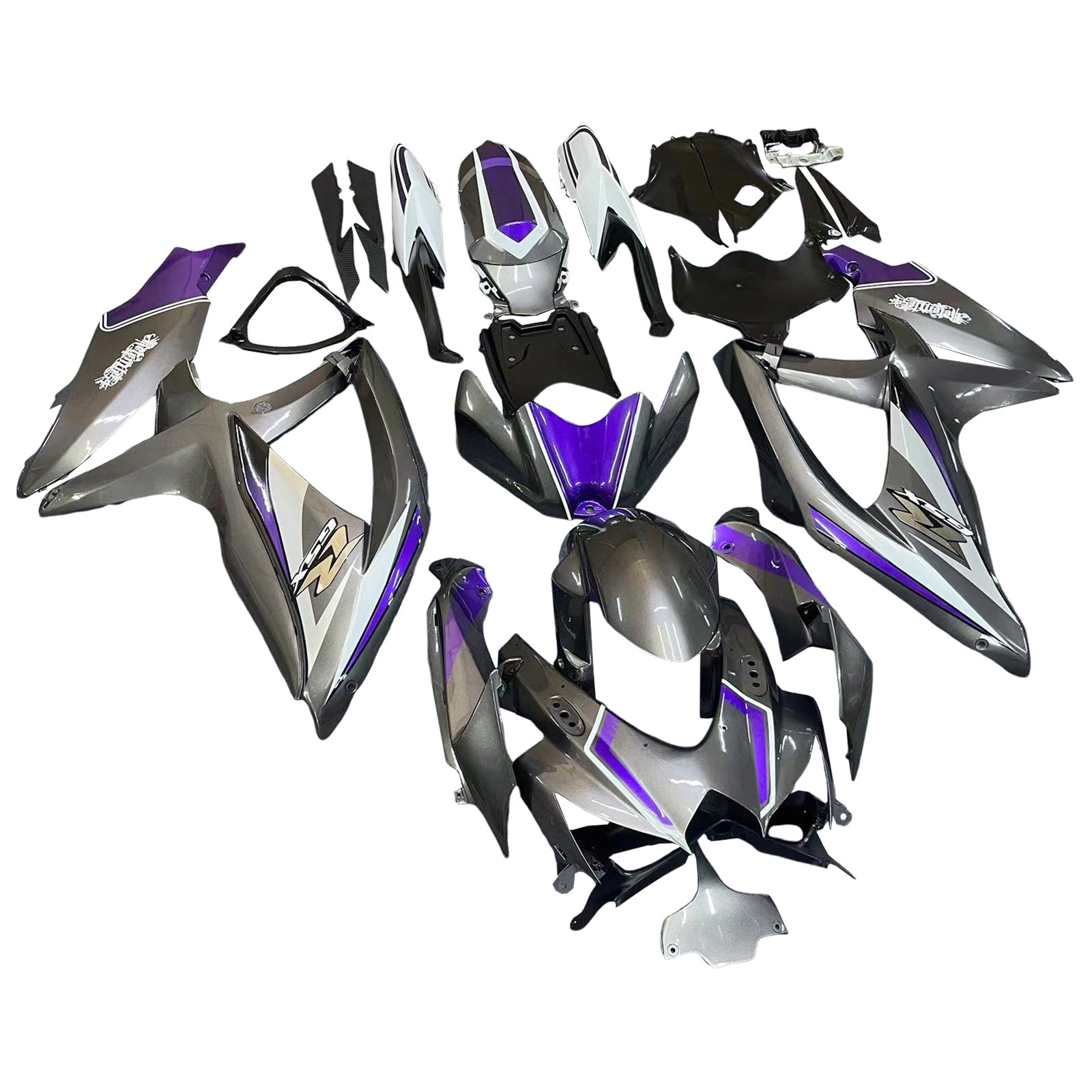 Amotopart 2008–2010 Suzuki GSXR 600/750 K8 Grau&Lila Verkleidungssatz