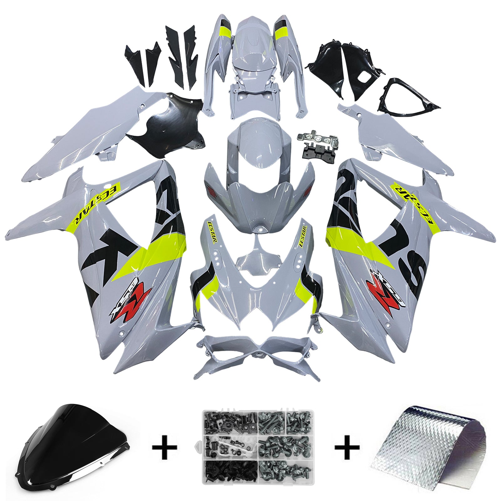 Amotopart 2008-2010 Suzuki GSXR 600/750 K8 Grey&Yellow Fairing Kit