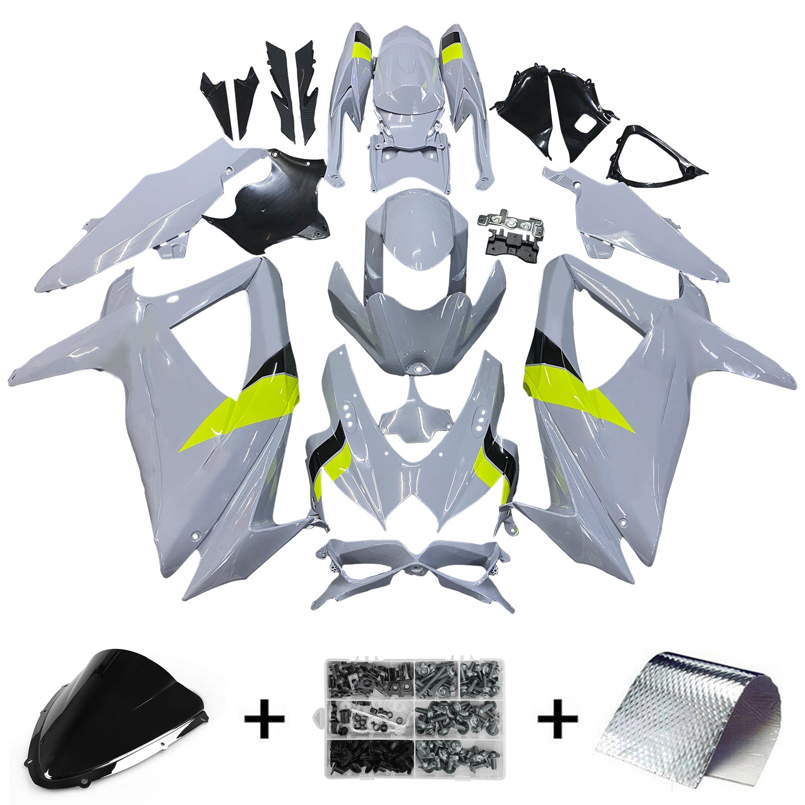 Amotopart 2008-2010 Suzuki GSXR 600/750 K8 Gray & Yellow Fairing Kit