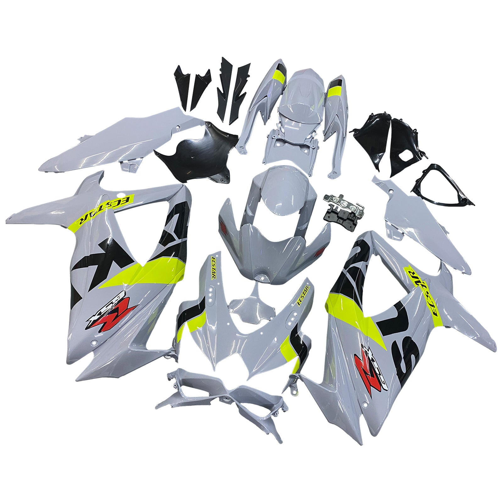 Amotopart 2008-2010 Suzuki GSXR 600/750 K8 Gray & Yellow Fairing Kit