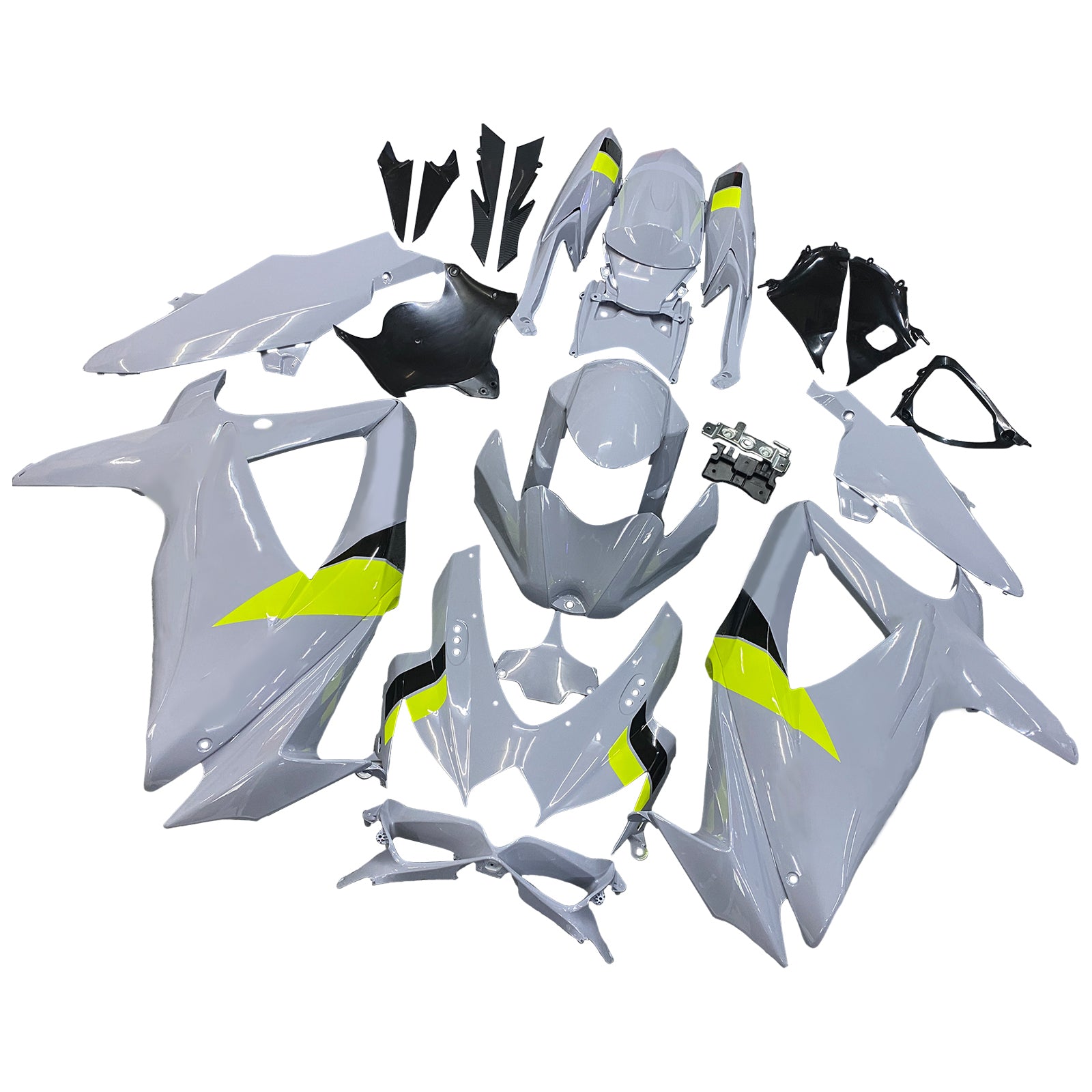 Amotopart 2008-2010 Suzuki GSXR 600/750 K8 Kit de carenado gris y amarillo