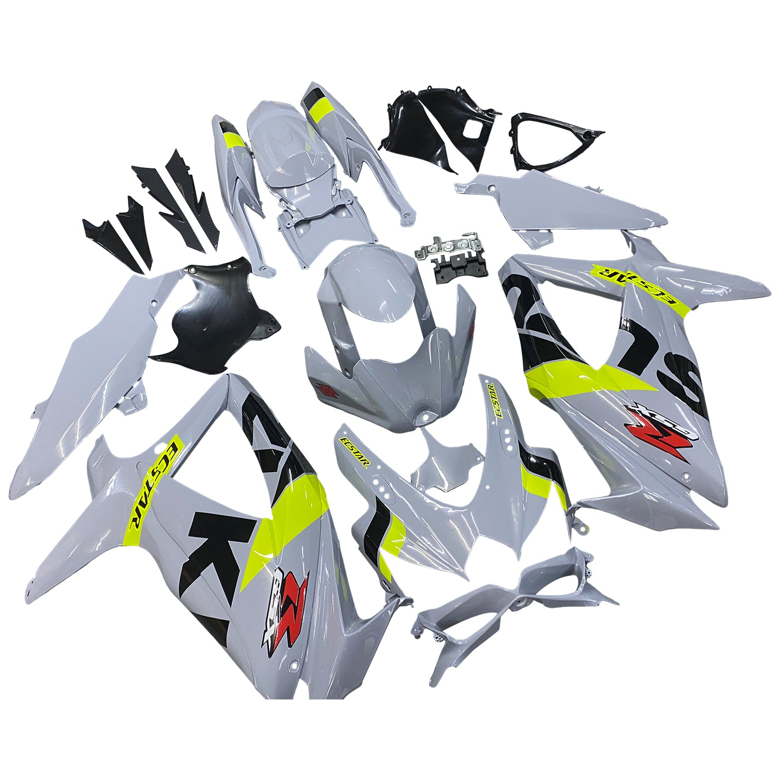 Amotopart 2008-2010 Suzuki GSXR 600/750 K8 Gray & Yellow Fairing Kit