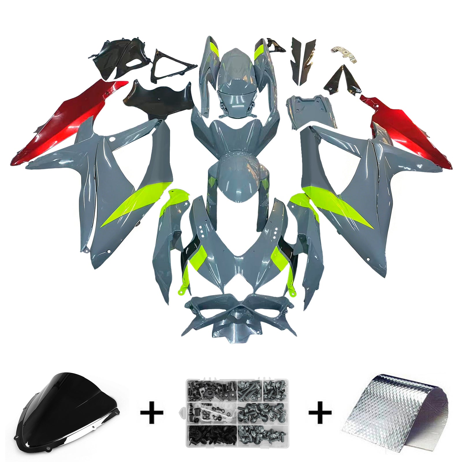 Amotopart 2008-2010 スズキ GSXR 600/750 K8 グレー&レッド フェアリングキット