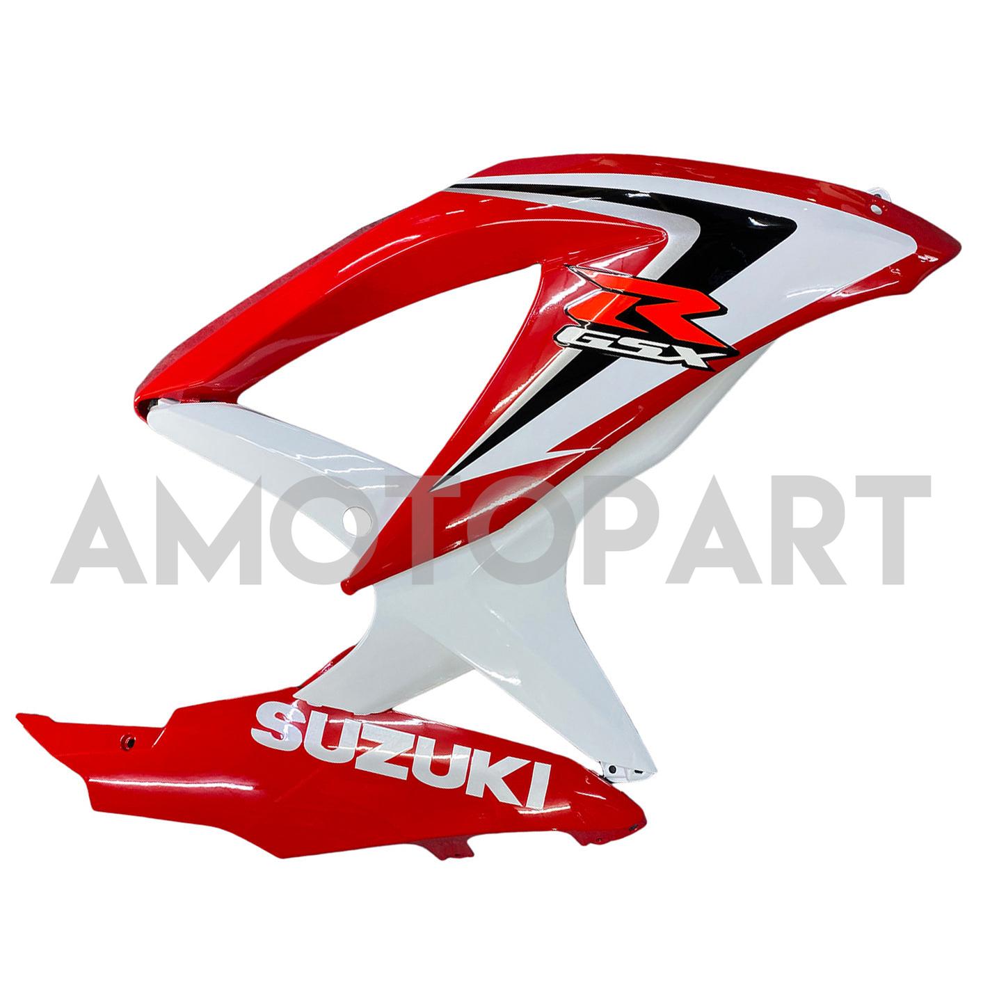 Amotopart 2008–2010 K8 GSXR 600/750 Suzuki, Rot&Weißes Style1-Verkleidungskit