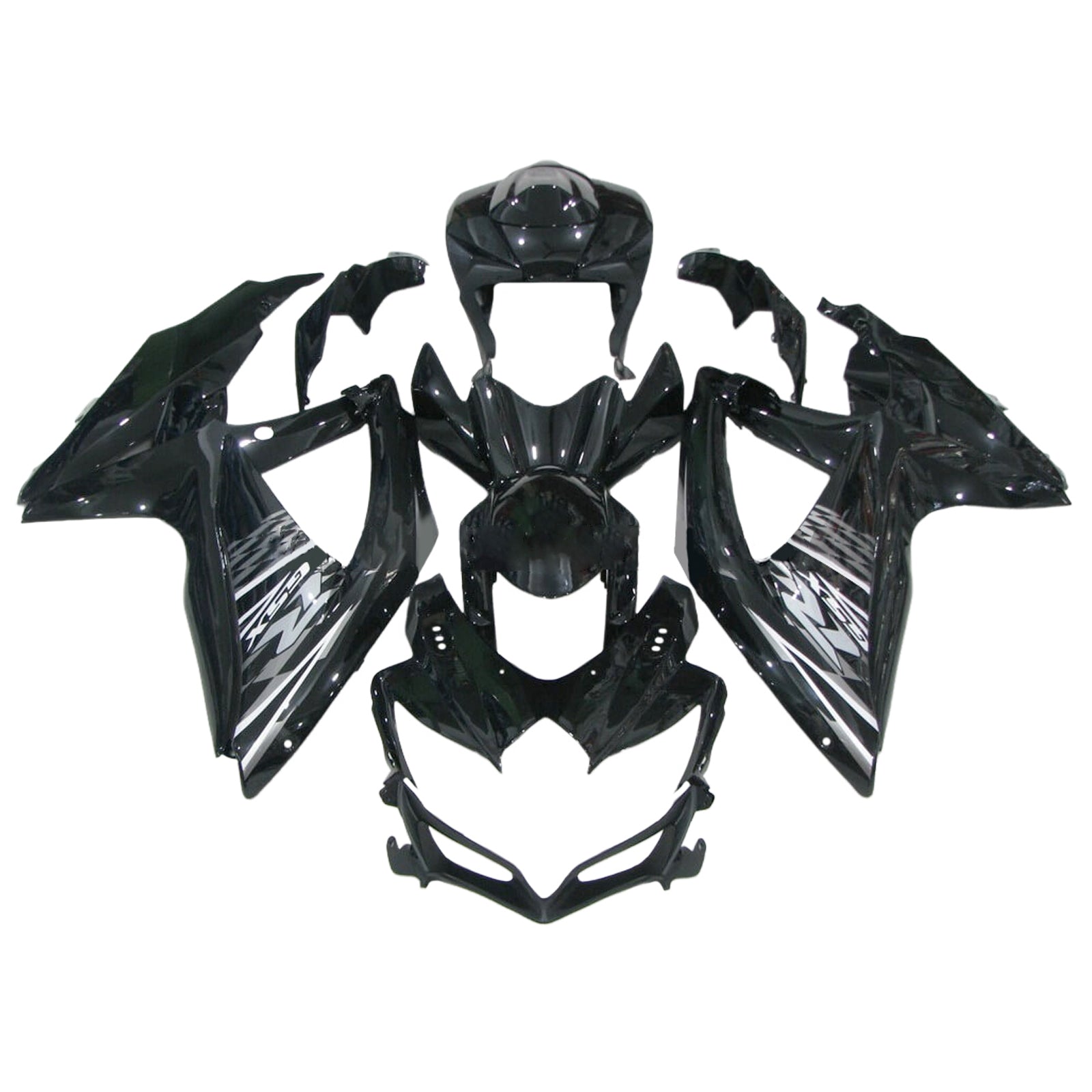 Amotopart 2008-2010 K8 GSXR 600/750 Suzuki Black med White Accents Fairing Kit