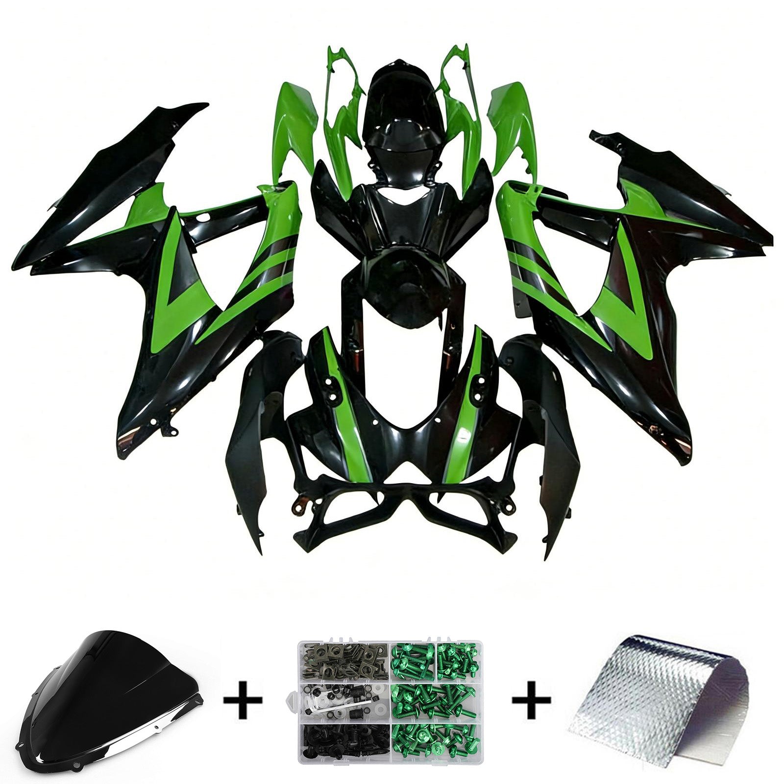 Amotopart 2008-2010 K8 GSXR 600/750 Suzuki Kit carena verde e nero