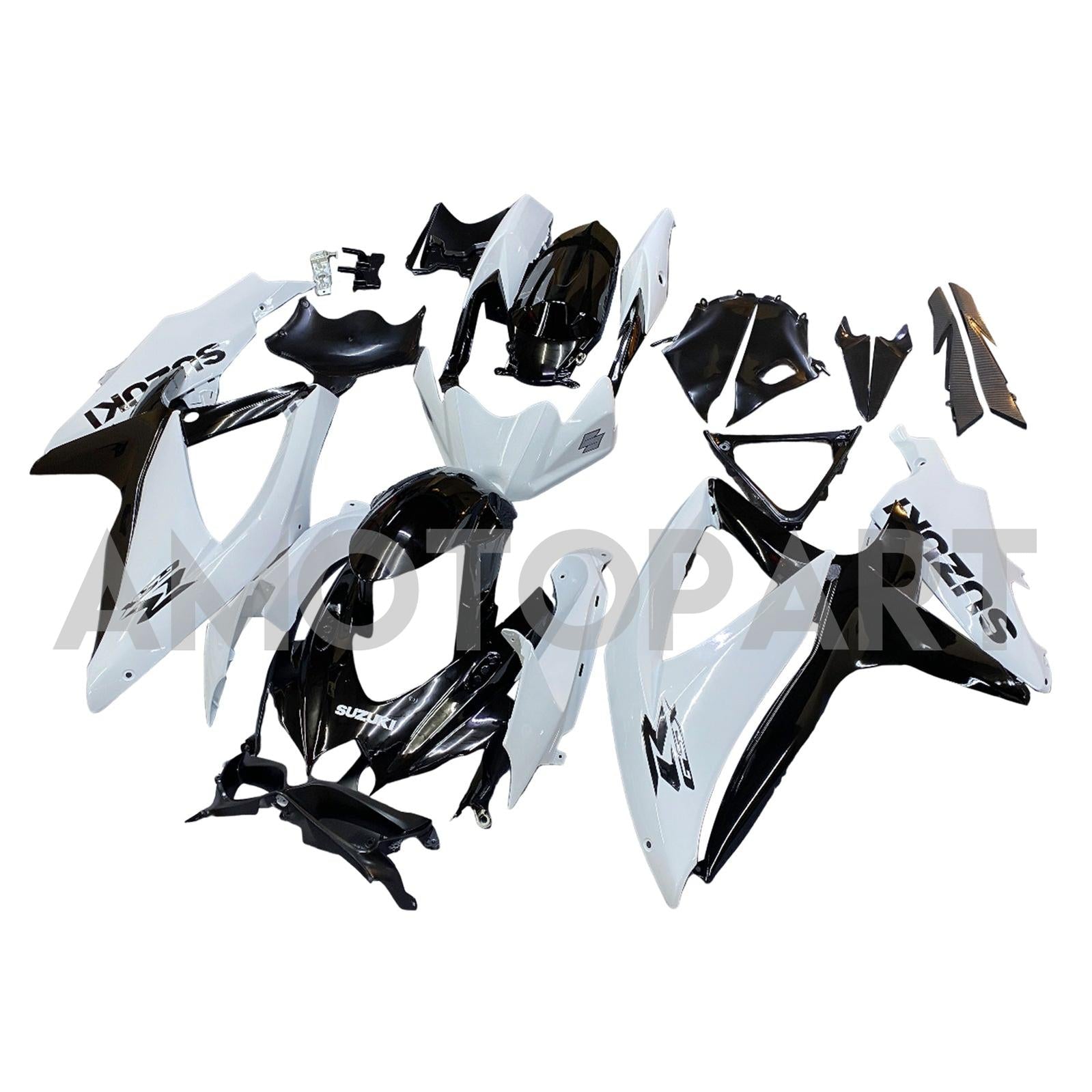 Amotopart 2008-2010 K8 GSXR 600/750 Suzuki White & Black Fairing Kit