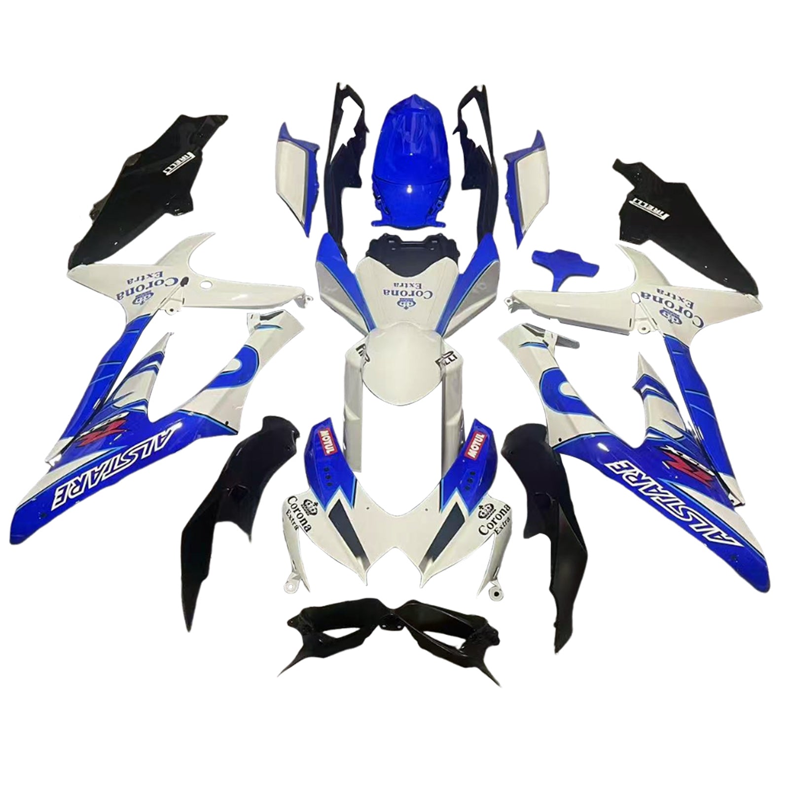 Amotopart 2008-2010 K8 GSXR 600/750 Suzuki Blue&White Style5 Fairing Kit