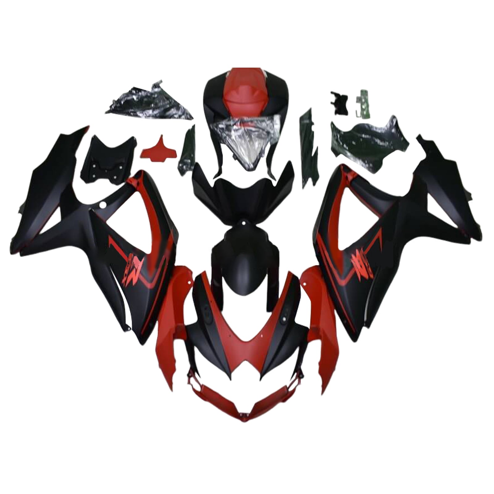 Amotopart 2008-2010 K8 GSXR 600/750 Suzuki Noir Mat&Kit de carénage rouge