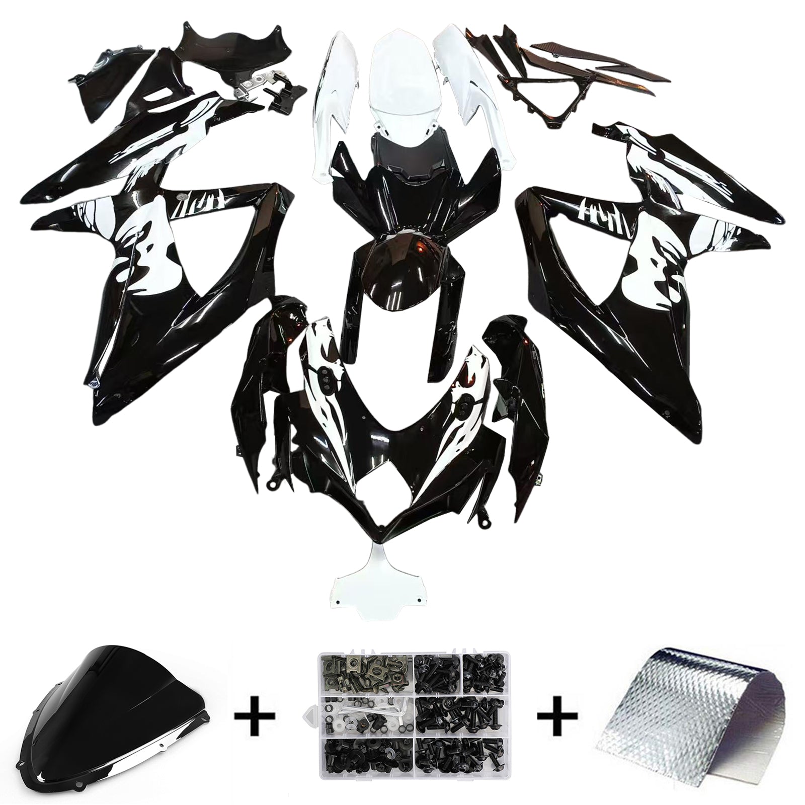 AMOTOPART 2008-2010 K8 GSXR 600/750 SUZUKI BLACK E BRANCO ACENTES
Kit de carenagem