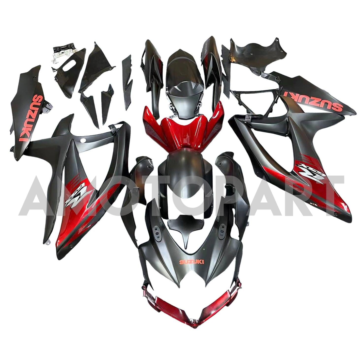 Amotopart 2008-2010 K8 GSXR 600/750 Suzuki Black&Red Accents Fairing Kit