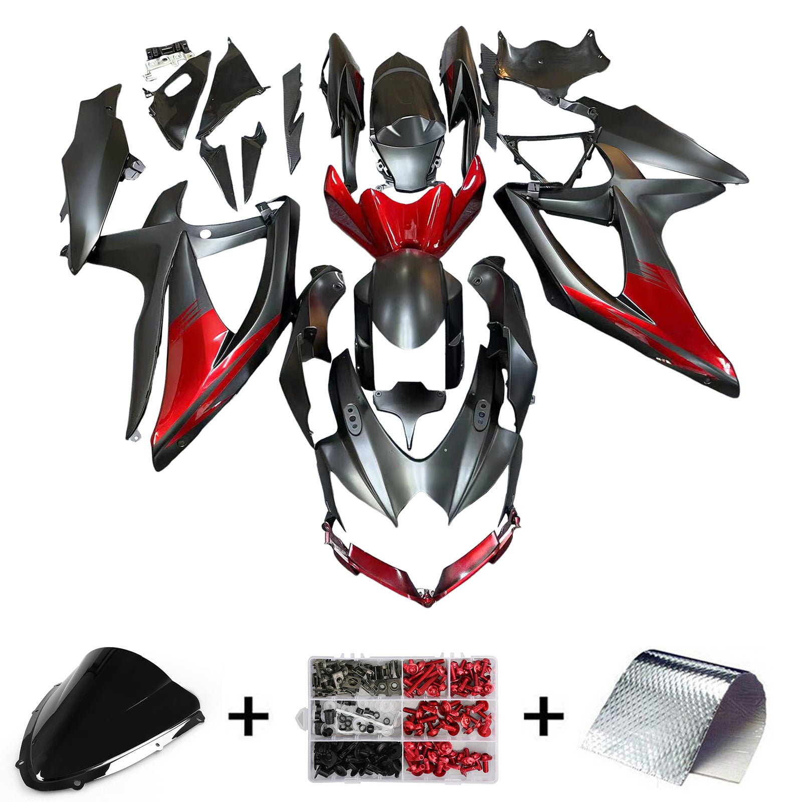Amotopart 2008-2010 K8 GSXR 600/750 Suzuki Black&Red Fairing Kit