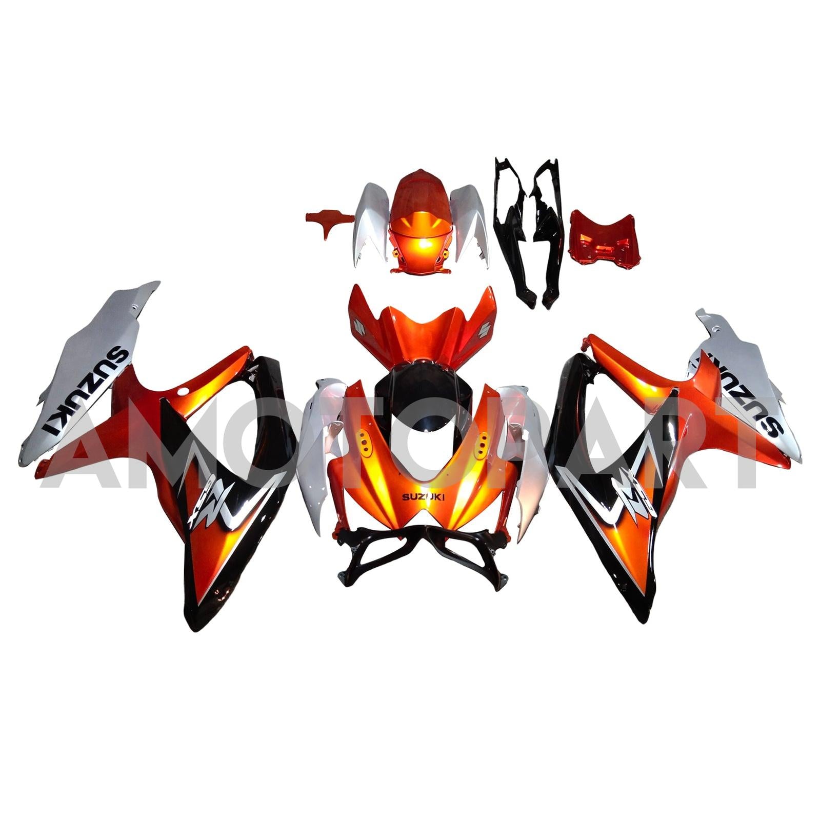 Amotopart 2008-2010 K8 GSXR 600/750 Suzuki Orange&White Fairing Kit