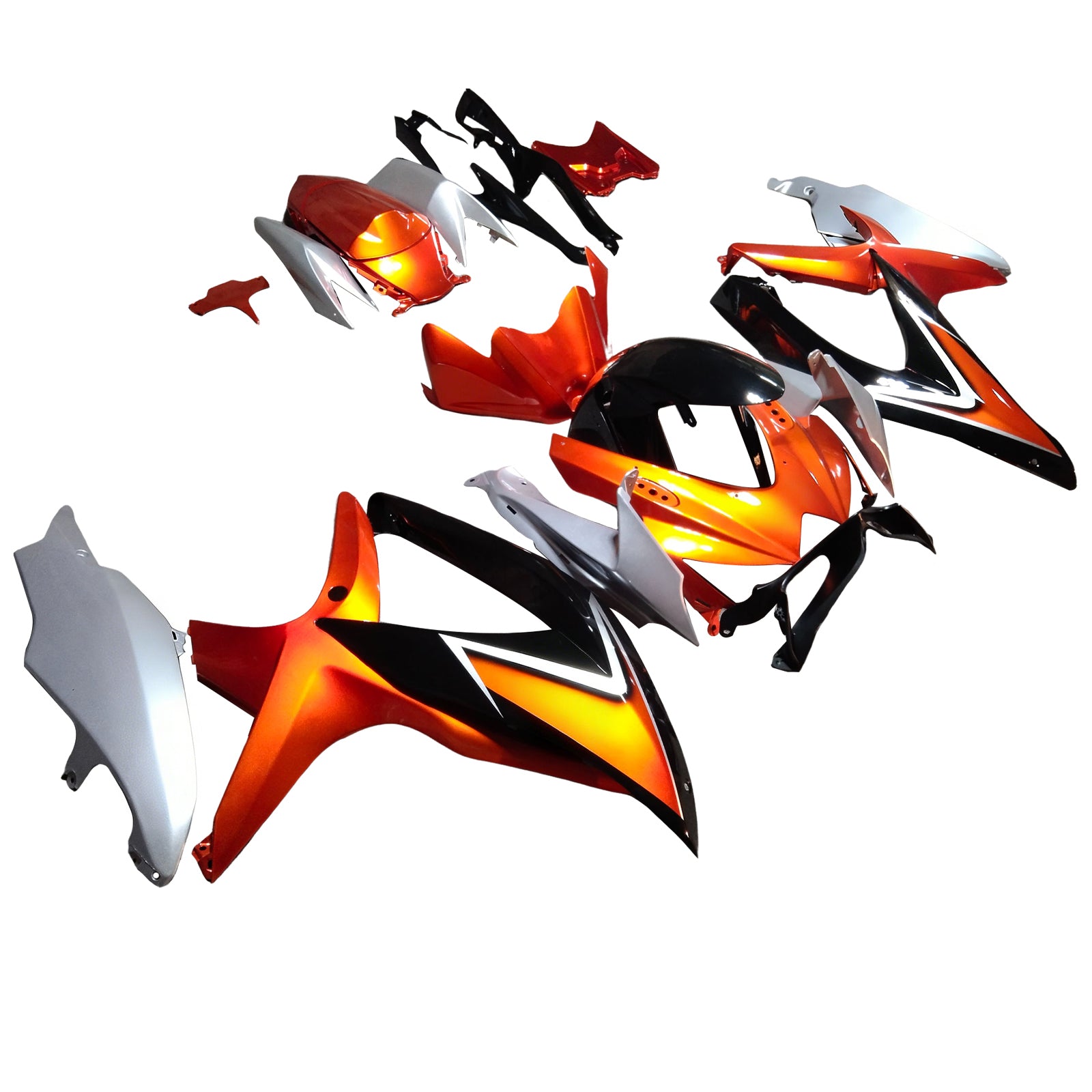 Amotopart 2008-2010 K8 GSXR 600/750 SUZUKI Orange & White Fairing Kit