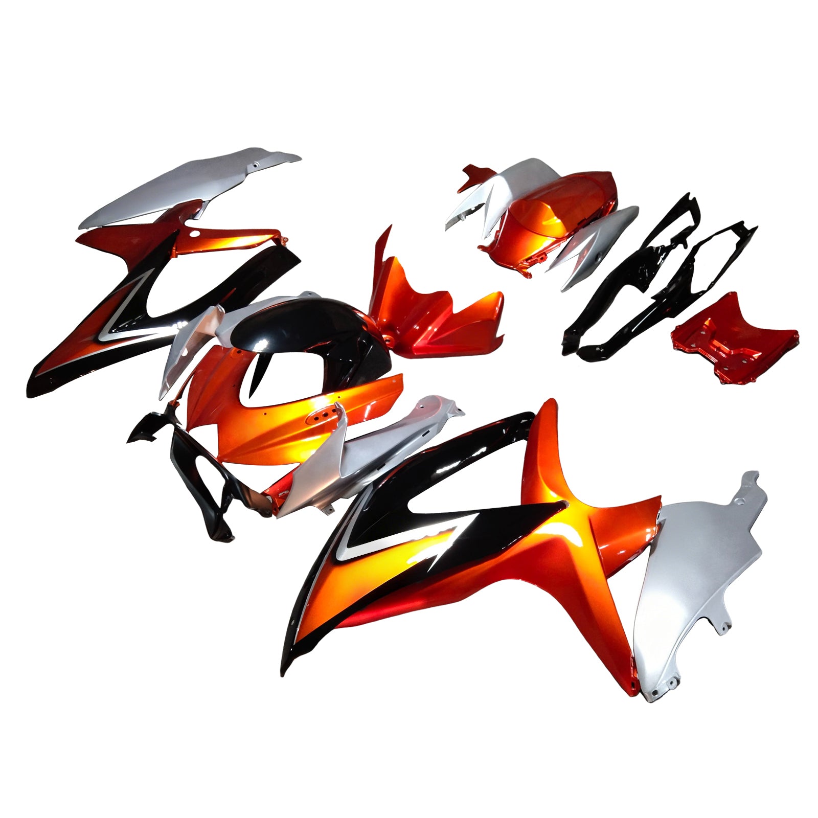 Amotopart 2008-2010 K8 GSXR 600/750 SUZUKI Orange & White Fairing Kit