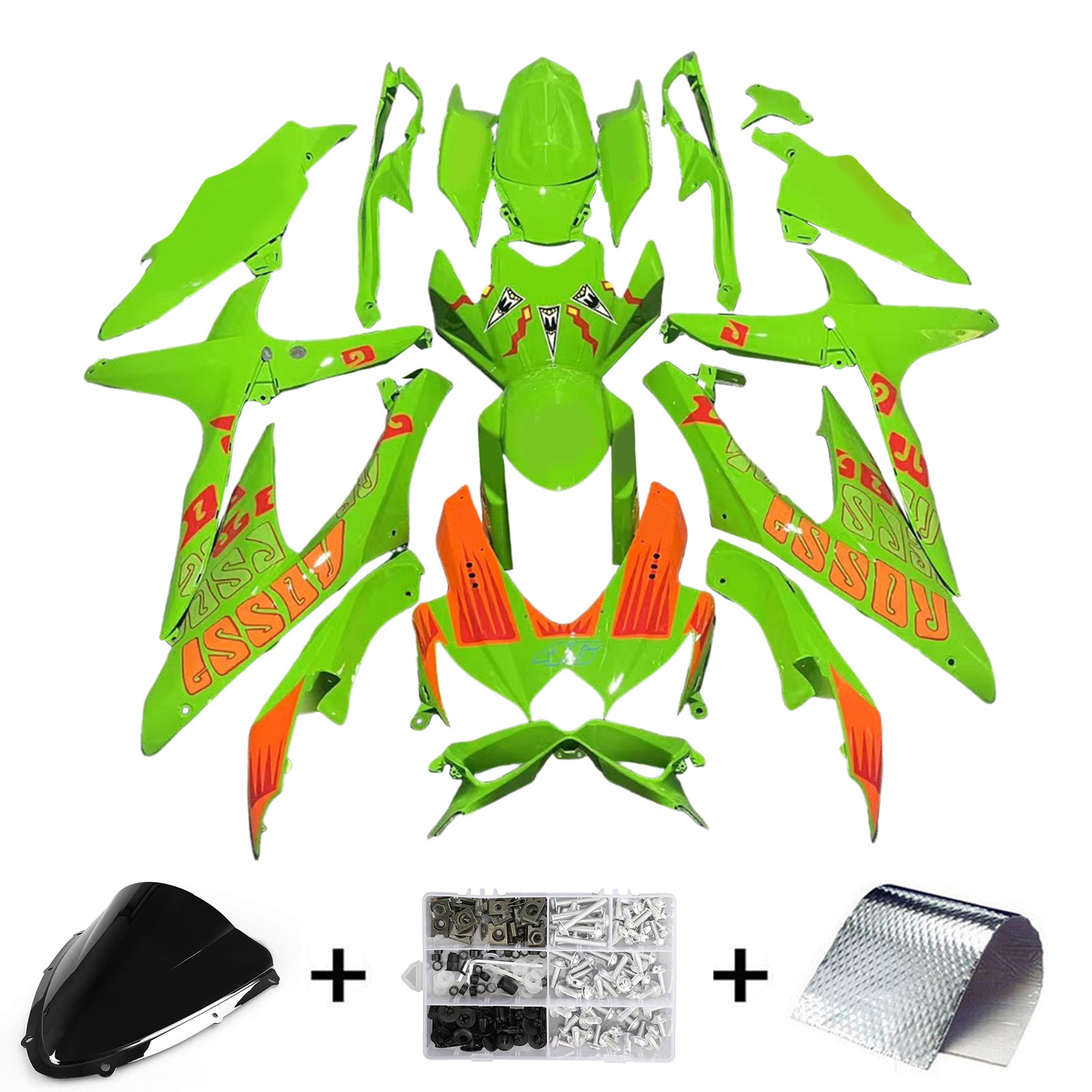 Amotopart 2008-2010 K8 GSXR 600/750 Suzuki Green&Orange Fairing Kit