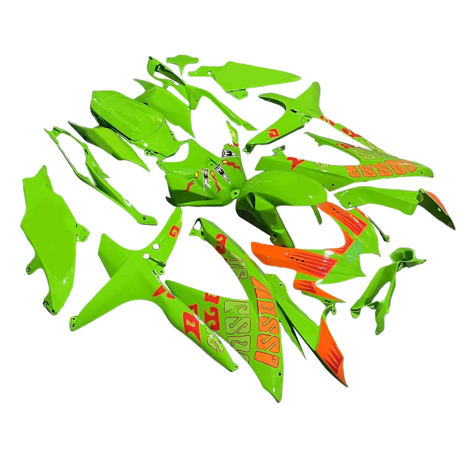 Amotopart 2008-2010 K8 GSXR 600/750 Suzuki Green&Orange Fairing Kit