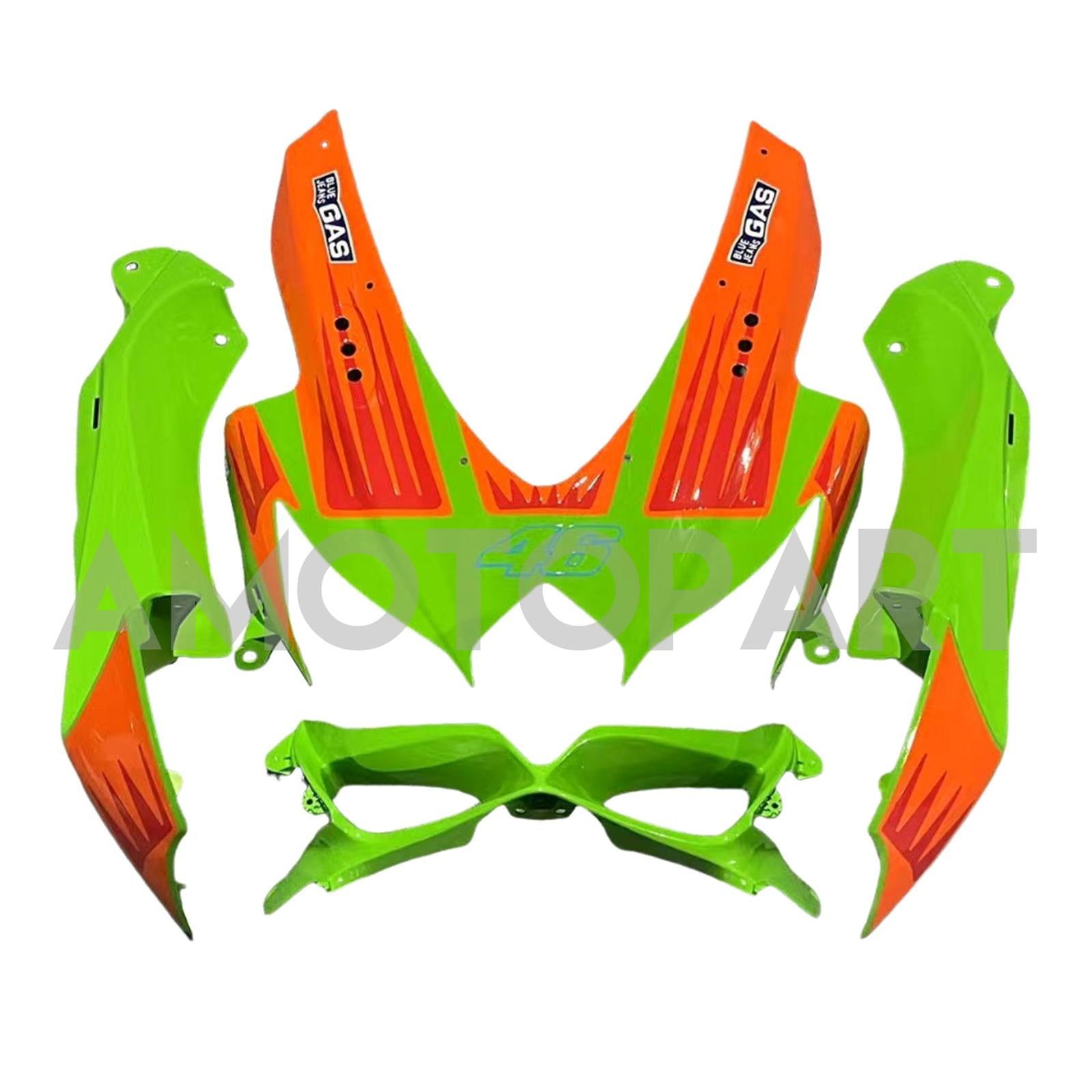 Amotopart 2008–2010 K8 GSXR 600/750 Suzuki Grün&Orangefarbenes Verkleidungskit