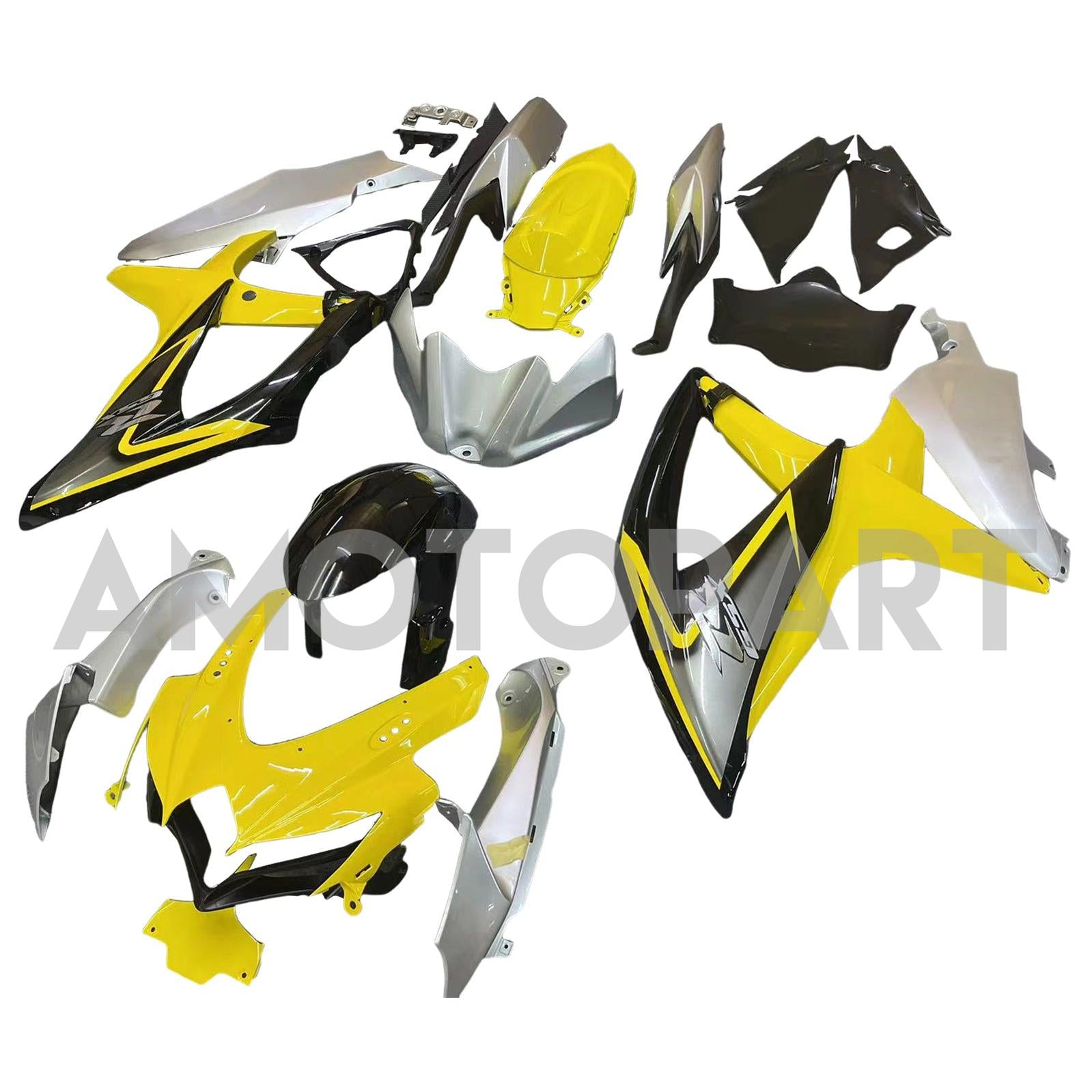 Amotopart 2008–2010 K8 GSXR 600/750 Suzuki, mattgelb&Schwarzes Verkleidungskit