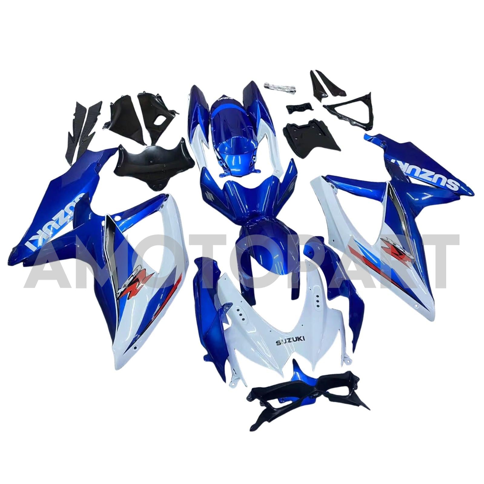Amotopart 2008-2010 K8 GSXR 600/750 Suzuki Blue&White Style3 Fairing Kit