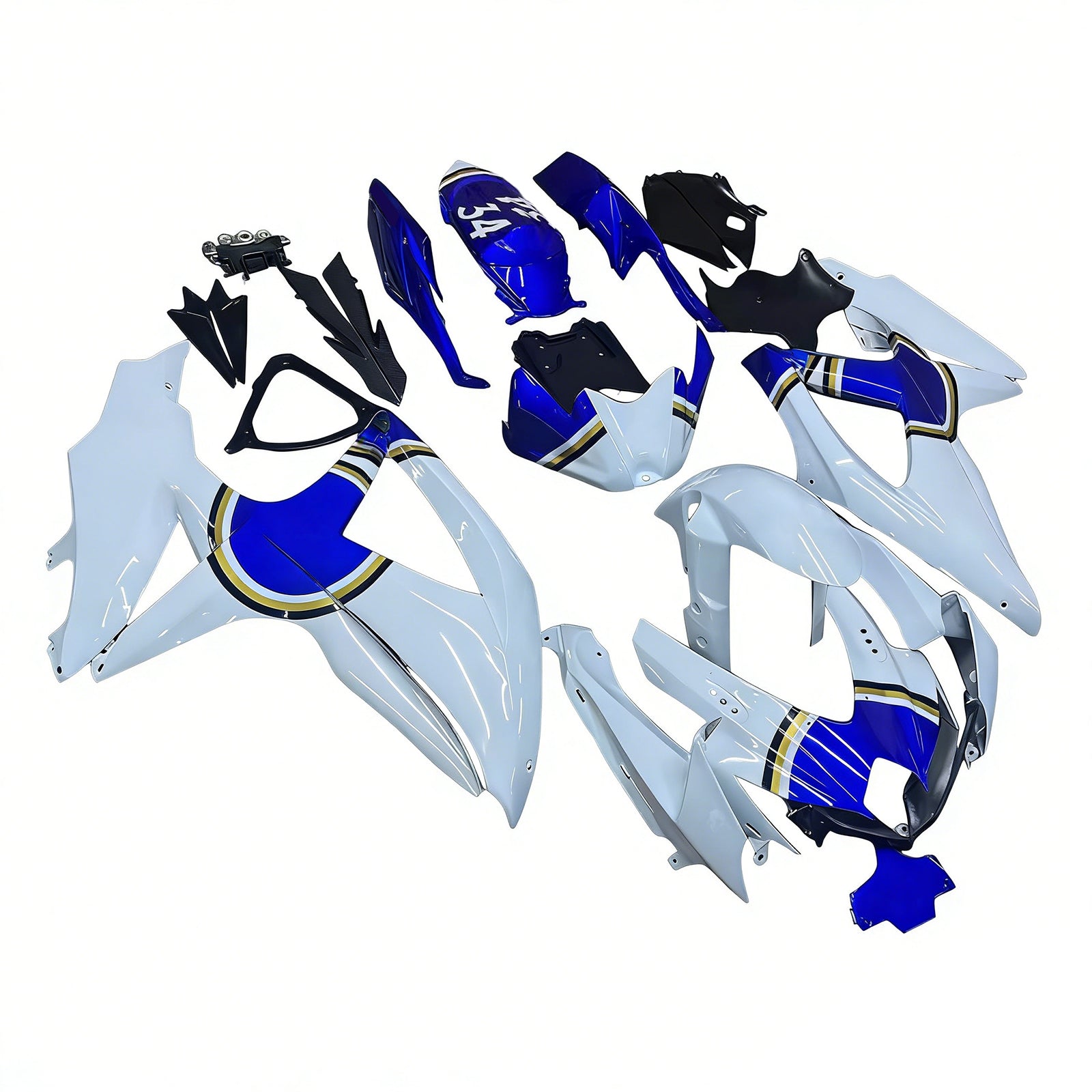 Amotopart 2008-2010 K8 GSXR 600/750 Suzuki Blau&White Style2 Verkleidungssatz