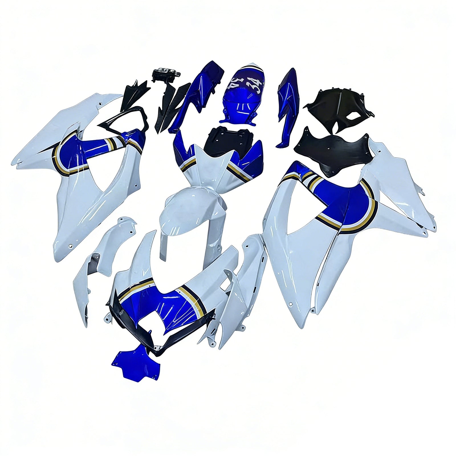 Amotopart 2008-2010 K8 GSXR 600/750 Suzuki Blau&White Style2 Verkleidungssatz