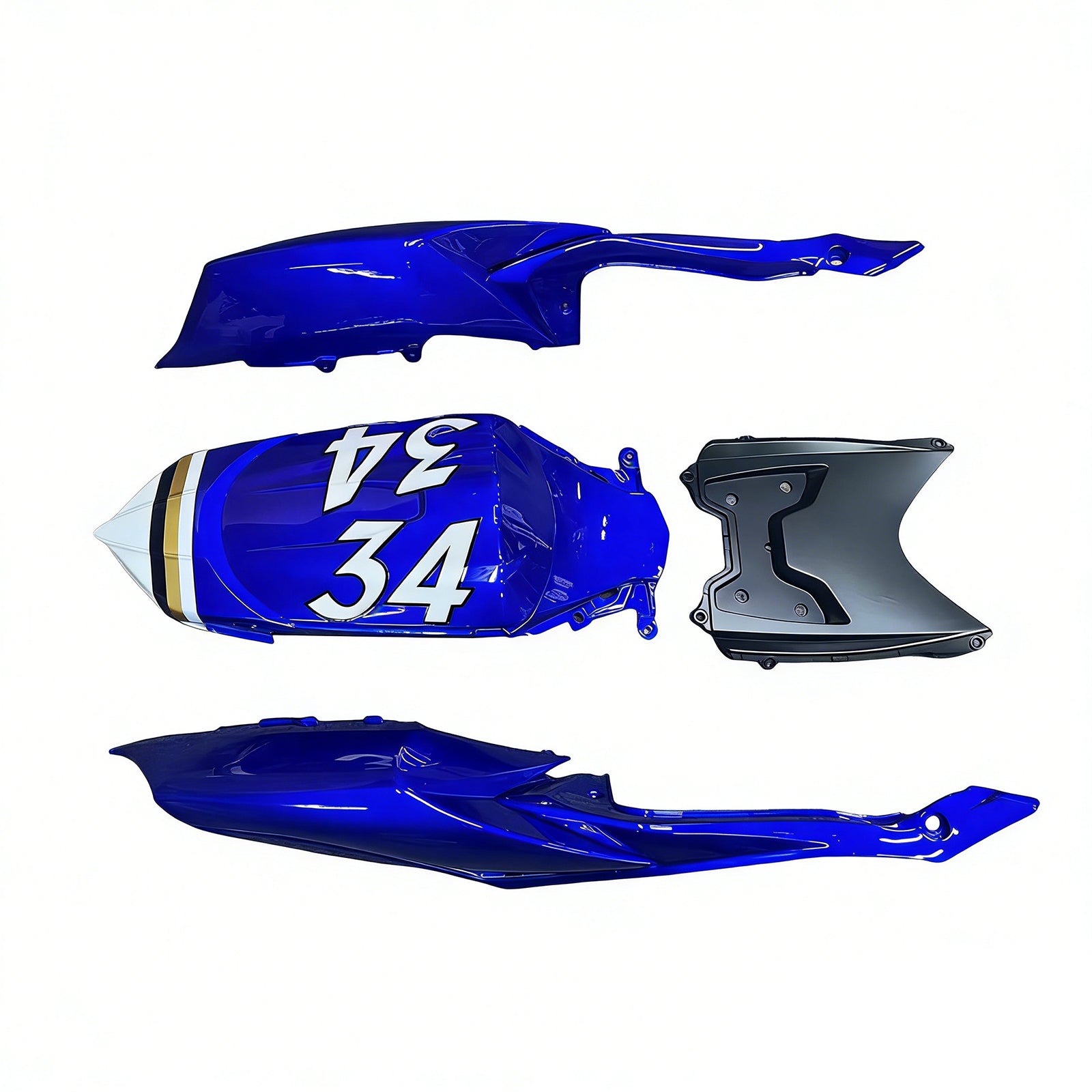 Amotopart 2008-2010 K8 GSXR 600/750 Suzuki Blau&White Style2 Verkleidungssatz