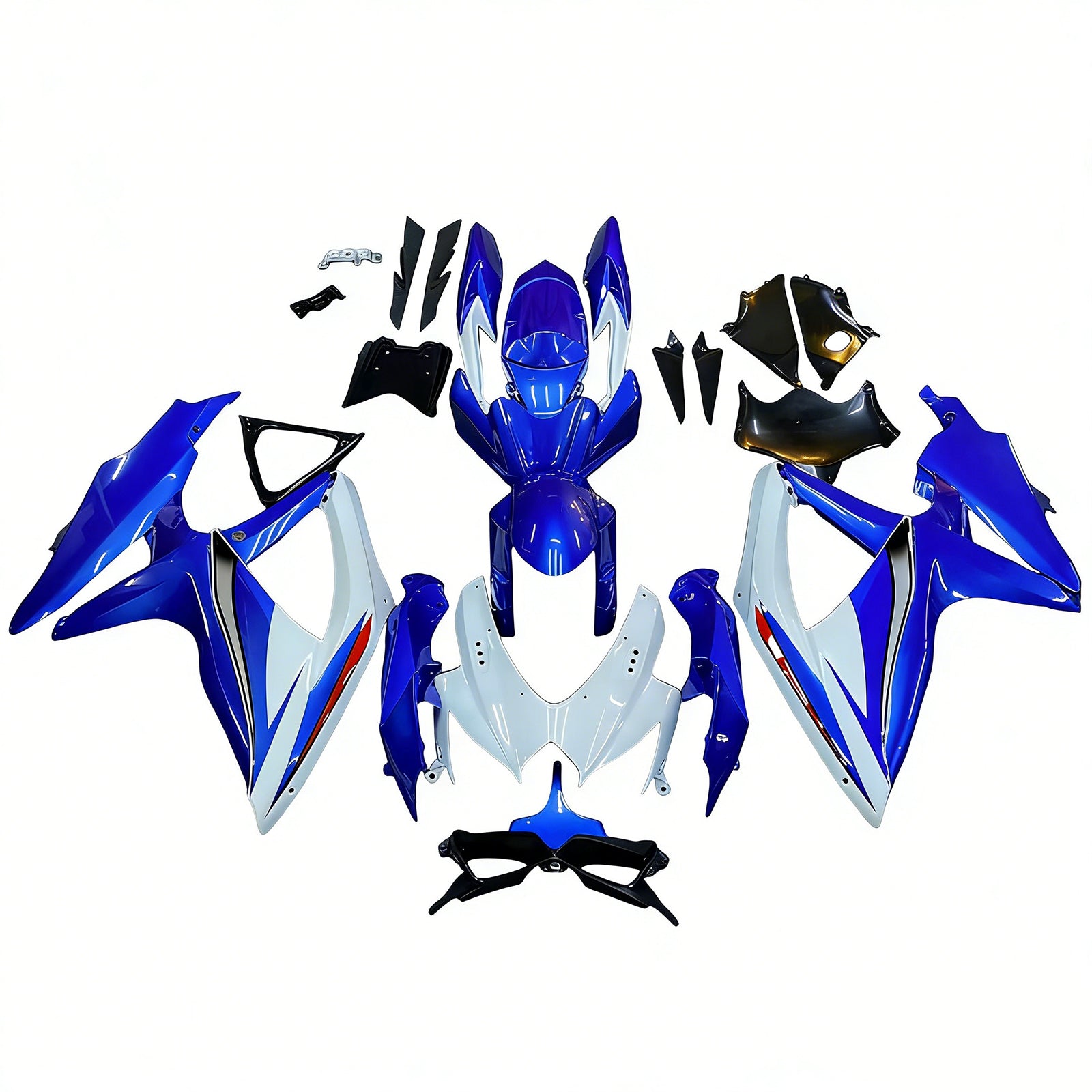 Amotopart 2008-2010 K8 GSXR 600/750 Suzuki Blue & White Style 1 Kit de carenagem