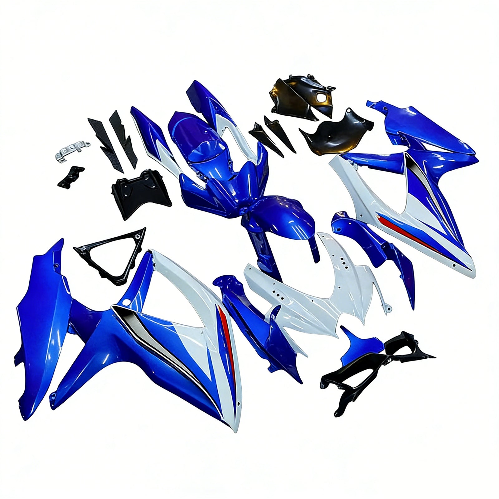 Amotopart 2008-2010 K8 GSXR 600/750 Suzuki Blue & White Style 1 Kit de carenagem